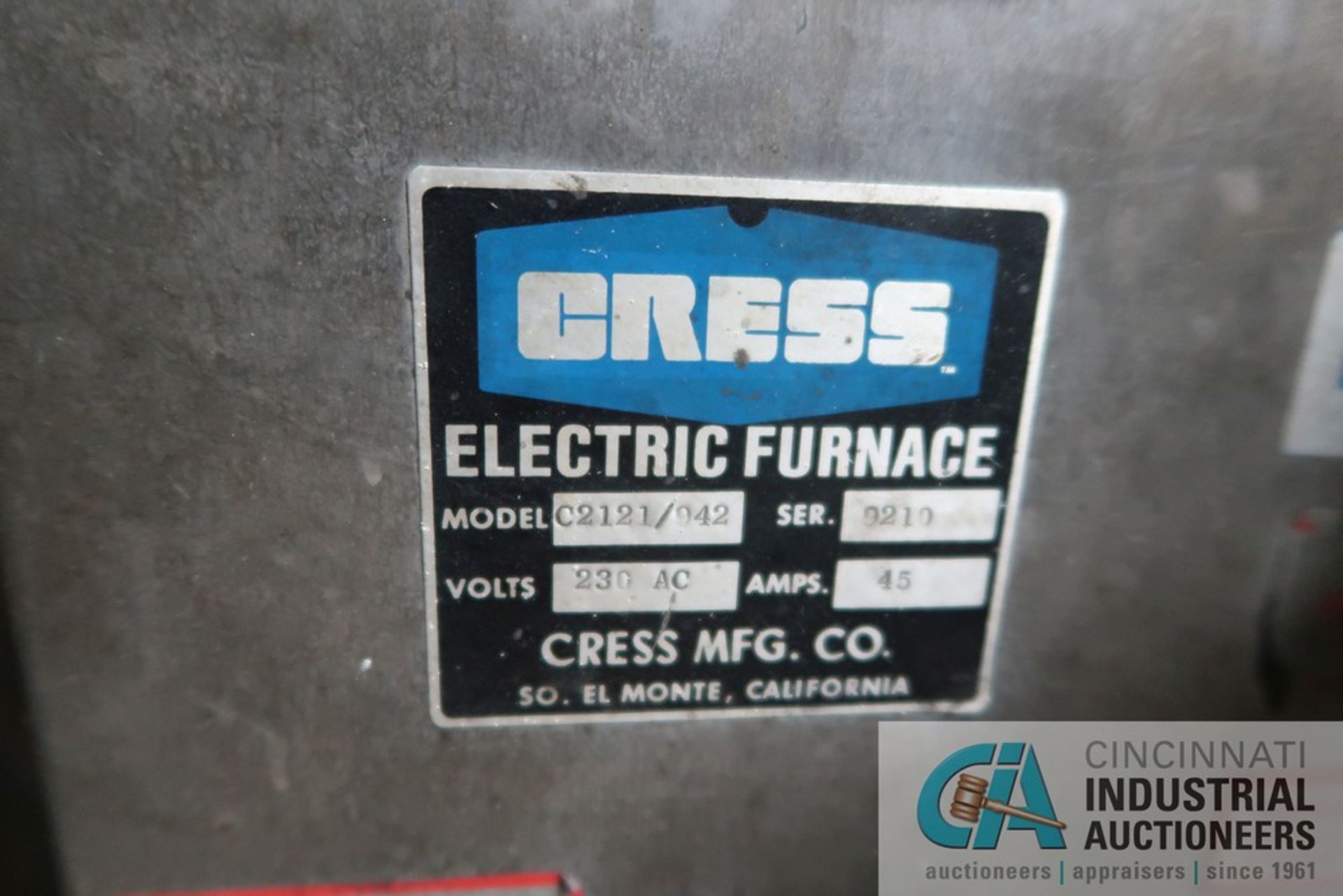CRESS MODEL C2121 DUAL CHAMBER ELECTRIC FURNACE; S/N 9210, 11