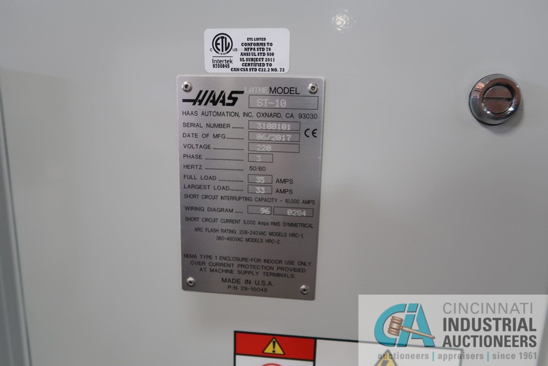 HAAS MODEL ST10 CNC TURNING CENTER; S/N 3108101, COLLET CHUCK, 12-POSITION TURRET, TOOL PRESETTER, - Image 9 of 10