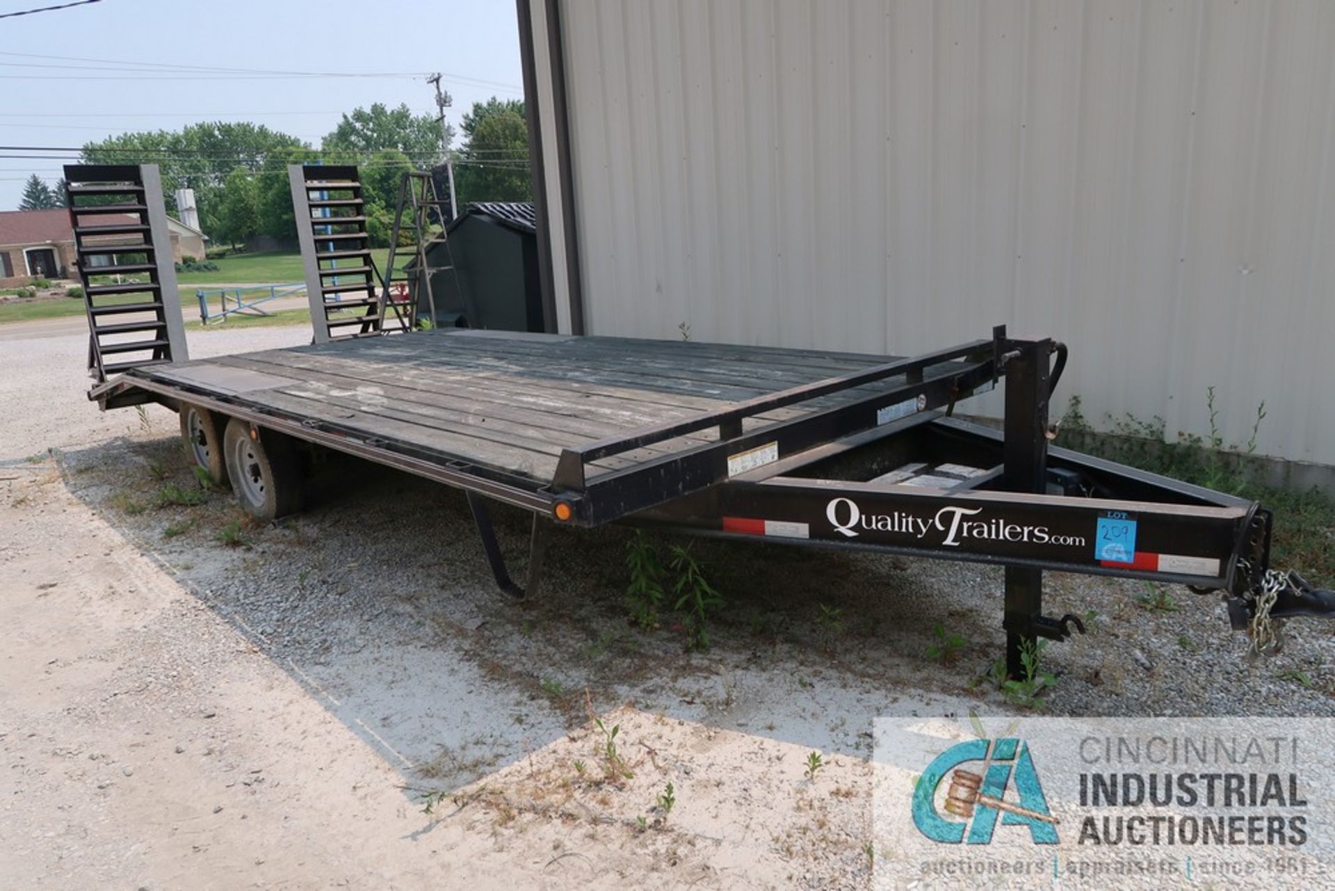 8'W X 16' QUALITY TRAILER TANDEM AXLE TRAILER; VIN # 550FP2029DS003430, 45" DOVETAIL, 64" RAMPS,
