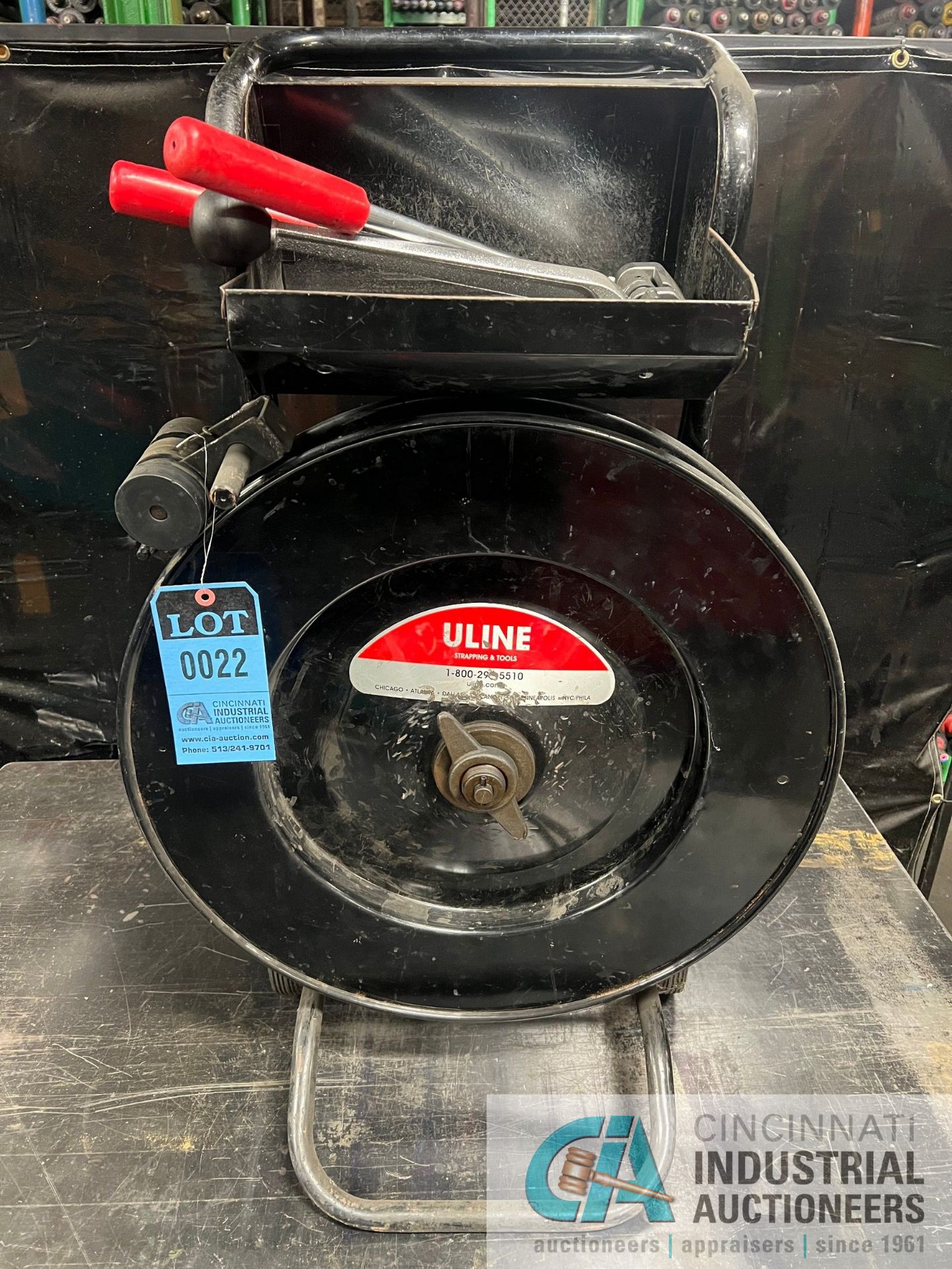 ULINE BANDING SET CART WITH TOOL AND CRIMPER **LOCATED AT 235 Factory Street, La Porte, Indiana