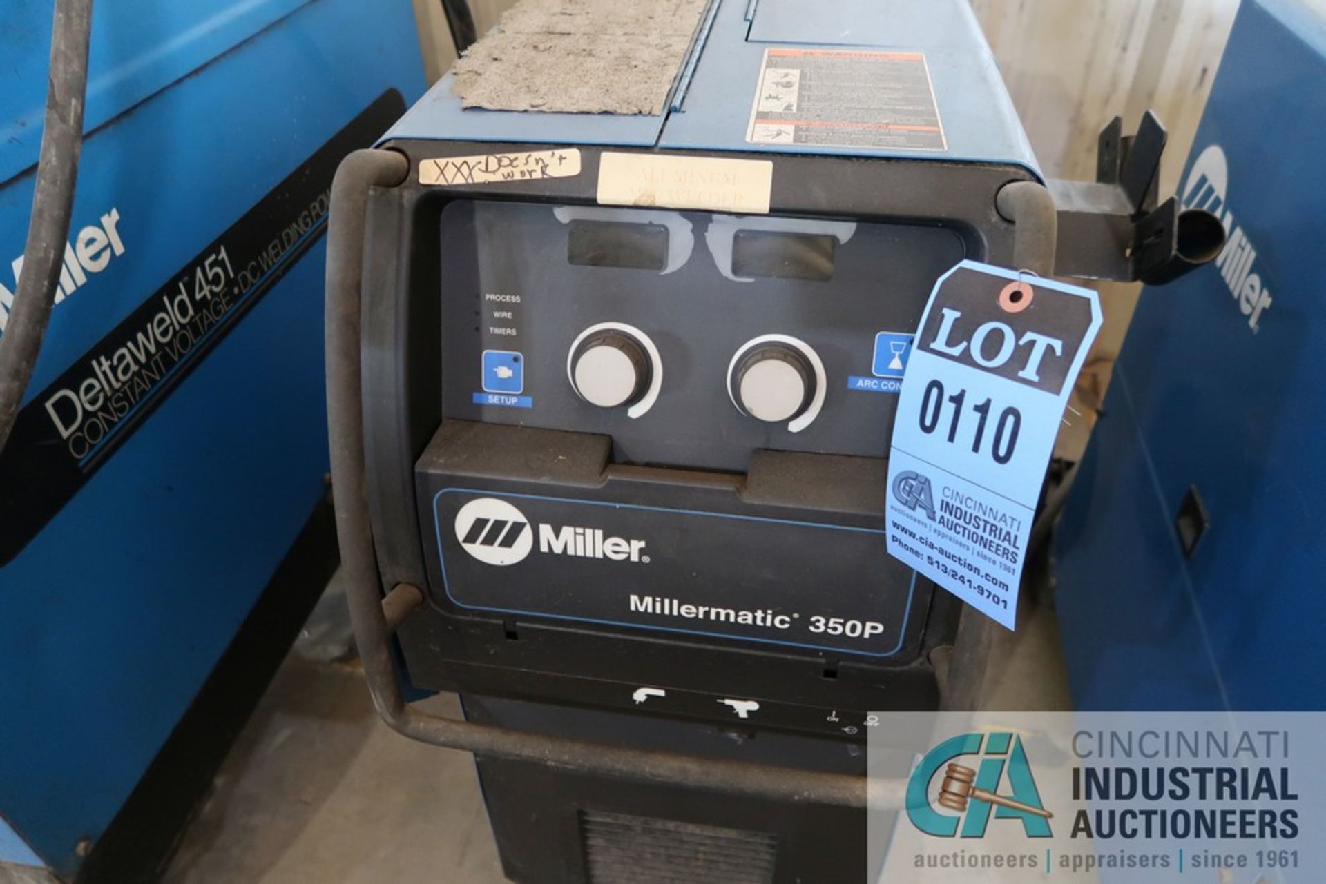 MILLER MODEL MILLERMATIC 350P MIG WELDING POWER SOURCE S/N LF046459 WITH BUILT-IN WIRE FEEDER * - Image 3 of 4