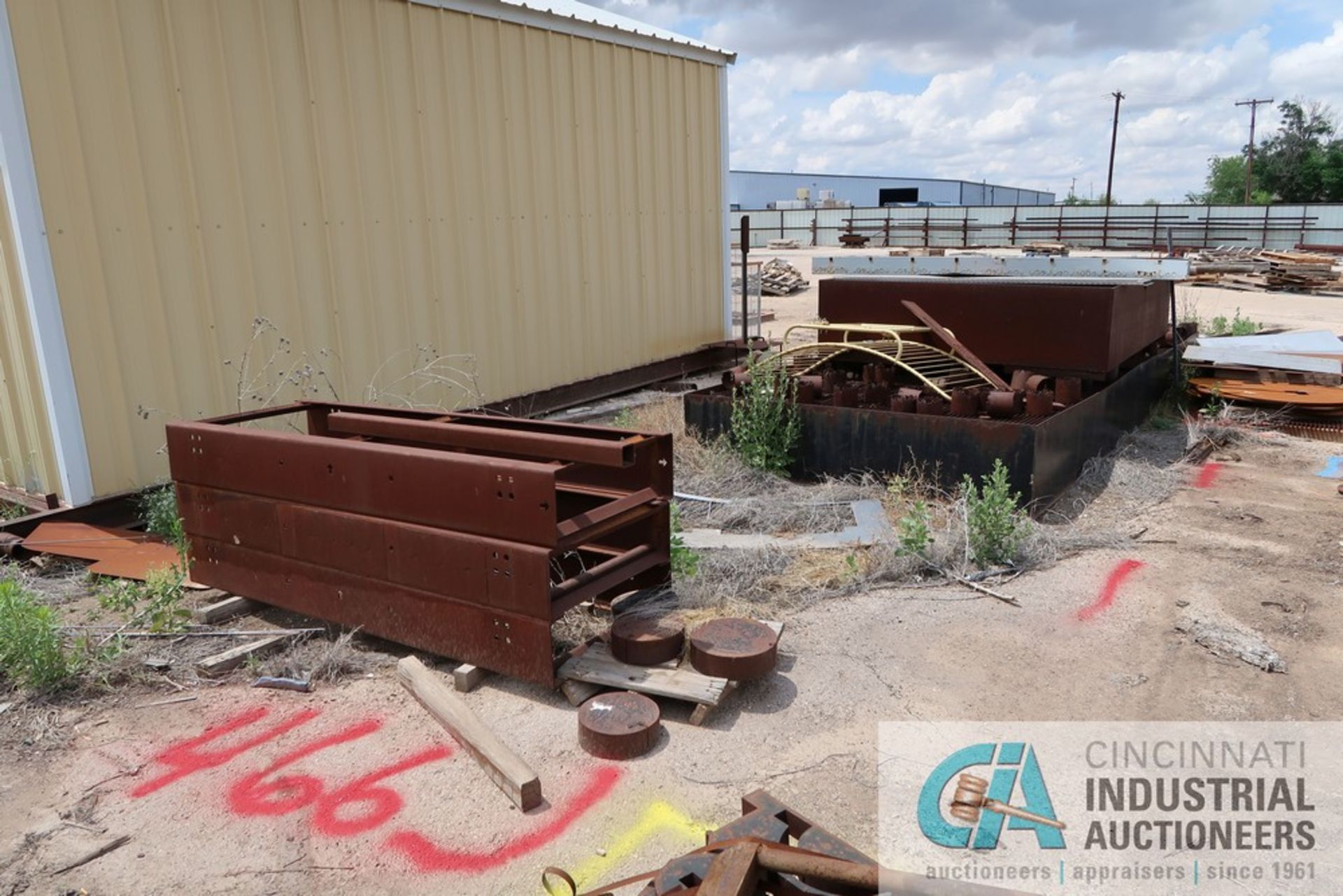 (LOT) (2) BURN TABLES AND SCRAP METAL (OUTLINED IN RED PAINT)