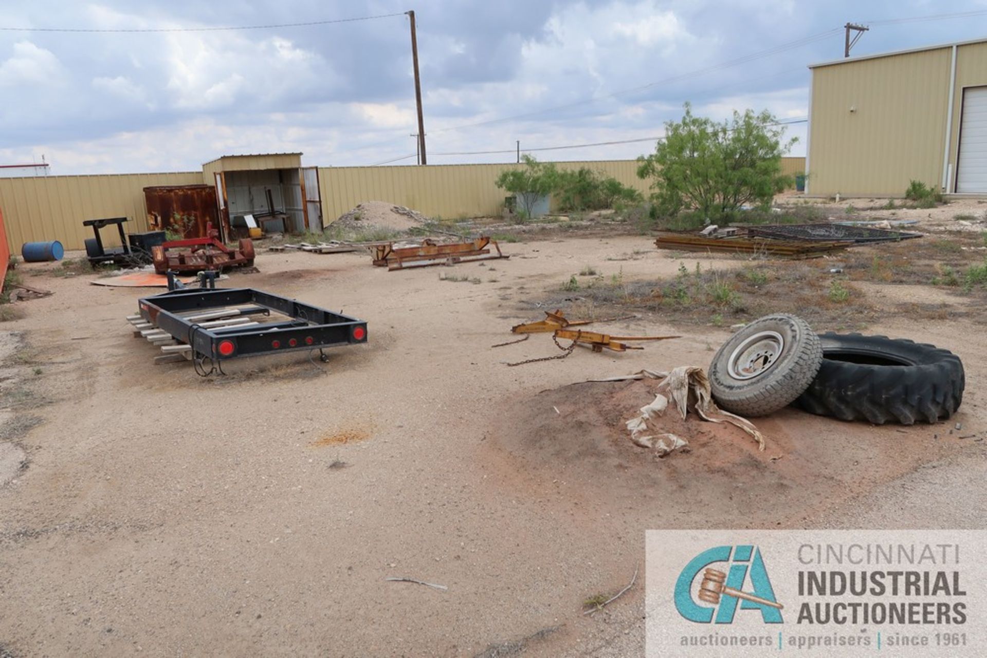 CONTENTS OF AREA SOUTH OF SHIPPING CONTAINERS INCLUDING (20 2-WHEEL TRAILERS, 12' TRAILER,