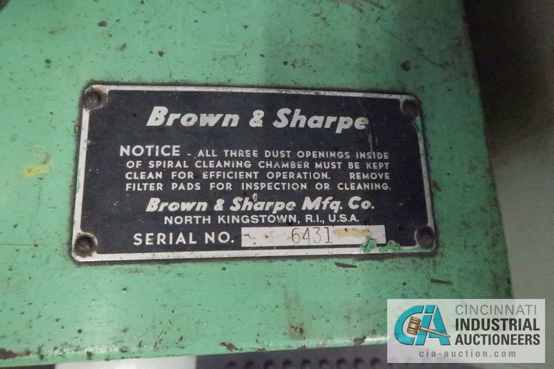 BROWN AND SHARPE DUST COLLECTOR; S/N 6431 - Image 3 of 3