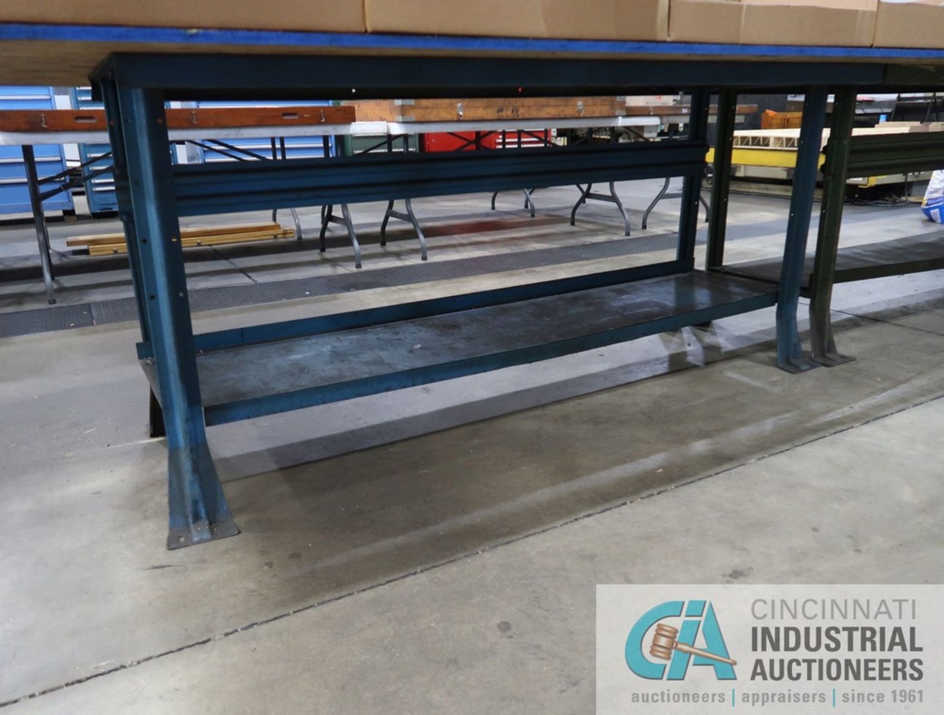 MISCELLANEOUS SIZE STEEL BENCHES WITH OSB WOOD SHEETS **SPECIAL NOTICE - DELAYED REMOVAL - PICKUP