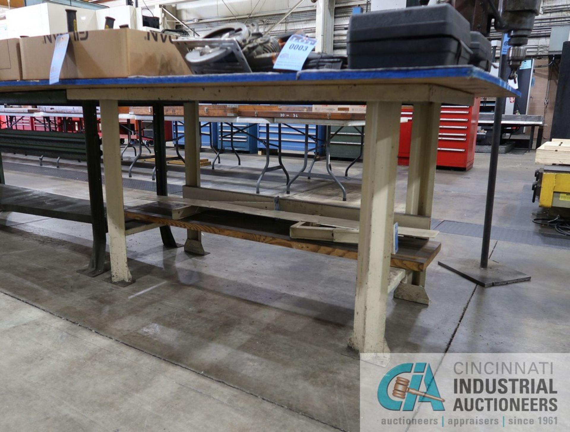 MISCELLANEOUS SIZE STEEL BENCHES WITH OSB WOOD SHEETS **SPECIAL NOTICE - DELAYED REMOVAL - PICKUP - Image 3 of 3