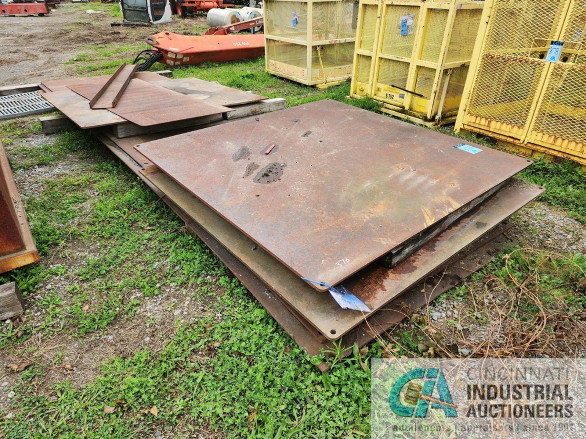 (LOT) STEEL PLATE - MOSTLY 3/8" THICK, (2) 60' X 240" **NOTE: (3) 72" X 72" Removed from Sale**