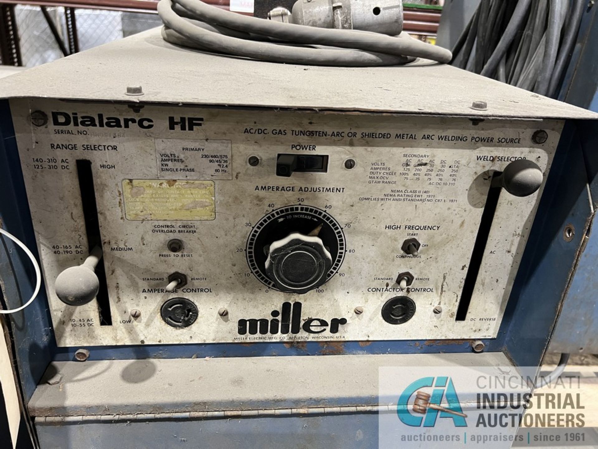 310 AMP MILLER DIALARC HF WELDER; S/N HH091894 - Image 2 of 2