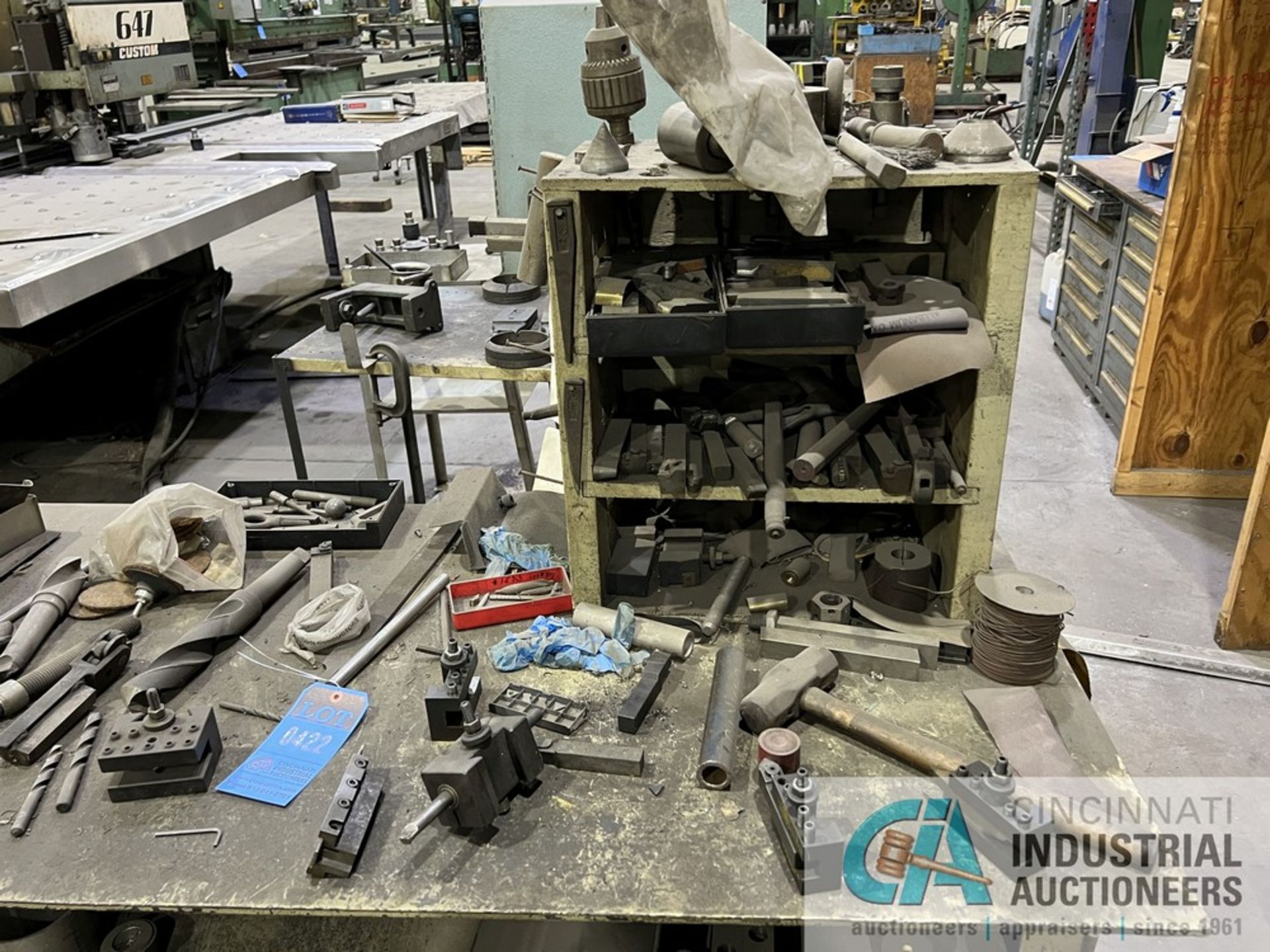 96" X 30" HD STEEL BENCH WITH MISCELLANEOUS LATHE TOOLING - Image 2 of 5