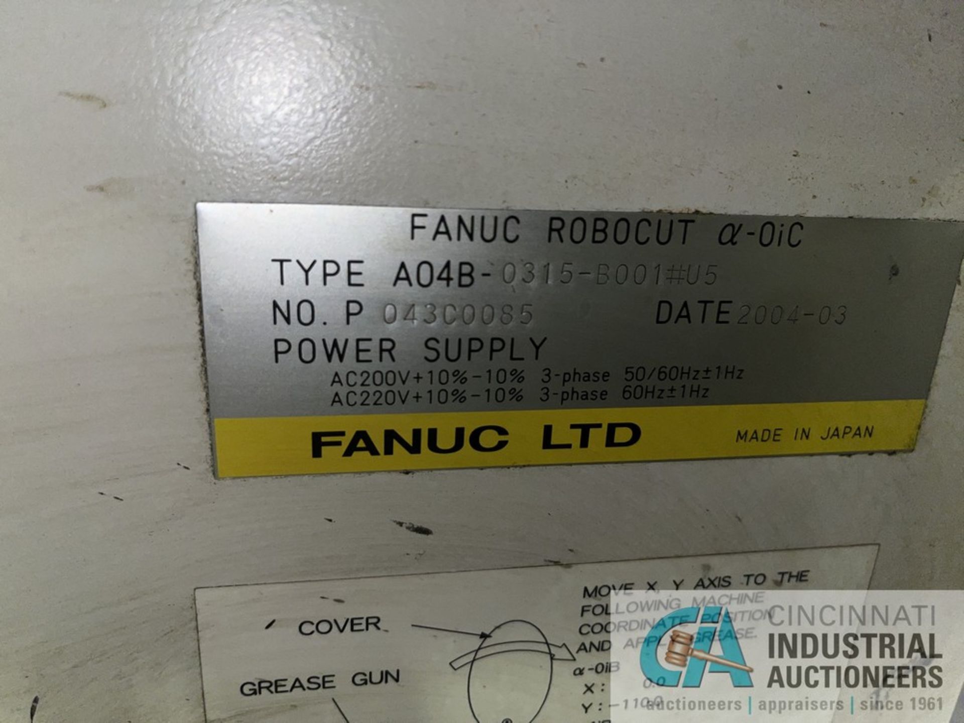 FANUC MODEL ROBOCUT A-OiC CNC WIRE EDM; S/N 043C0085 (NEW 2004), TABLE AREA 21" X 14", X-AXIS 12.5", - Image 11 of 11