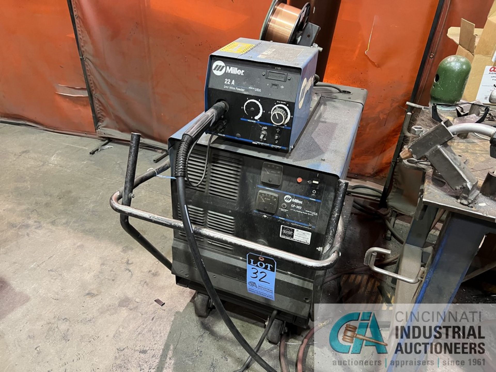 300-AMP MILLER MODEL CP-302 WELDER W/ 22A SERIES WIRE FEED - Image 2 of 5