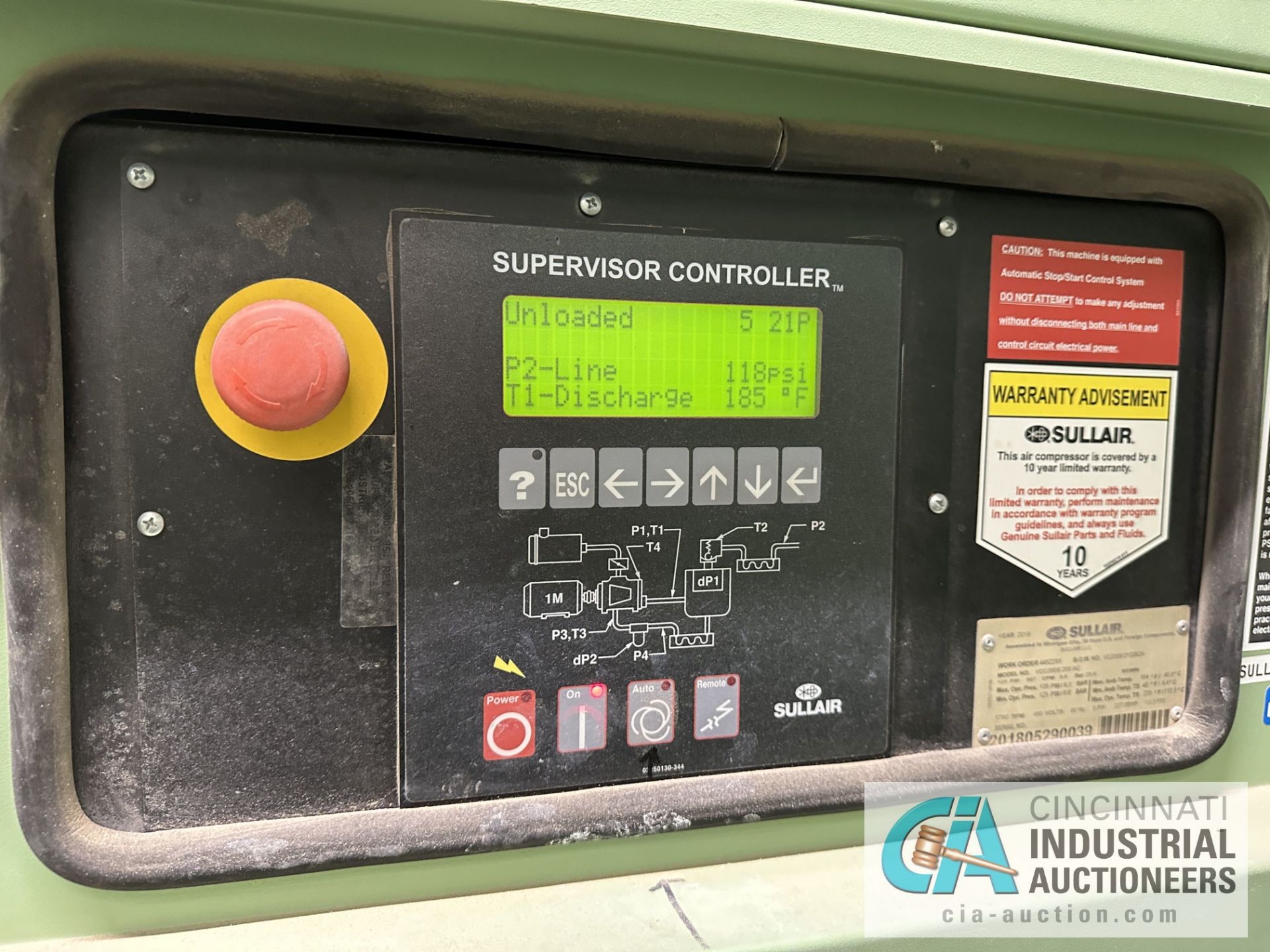 200 H.P. SULLAIR MODEL VCC2005 ROTARY SCREW AIR COMPRESSOR S/N 201805290039 3 PHASE, 460 VOLTS, 1780 - Image 2 of 7