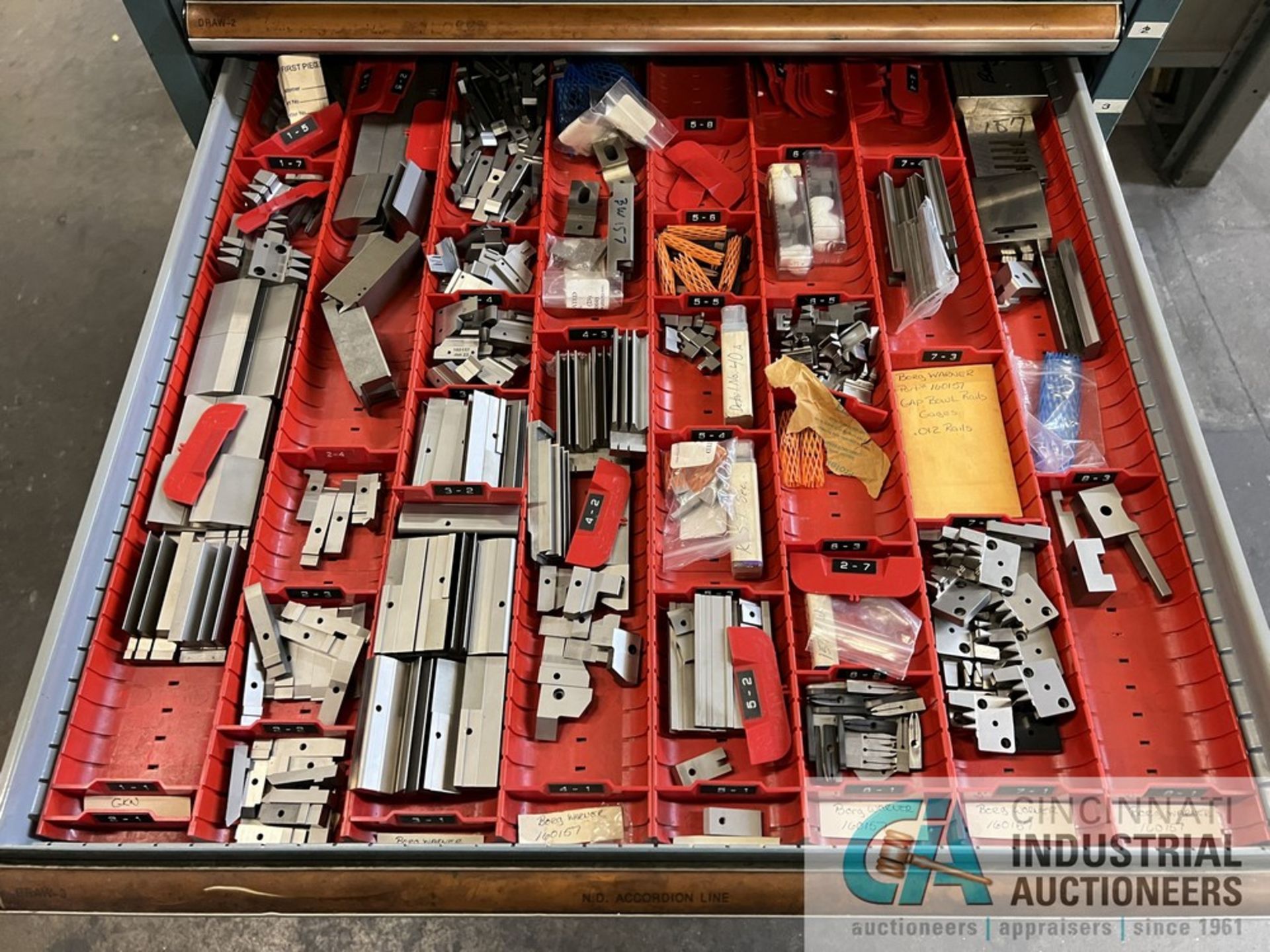 12-DRAWER VISTA ROLLER BEARING TOOL CABINET, (2) HUOT STORAGE CABINETS WITH ALL CONTENTS - Image 11 of 20