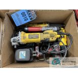 (LOT) BATTERY POWERED DRILLS WITH BATTERY CHARGERS; DEWALT ELECTRIC RIGHT ANGLE GRINDER; MILWAUKEE