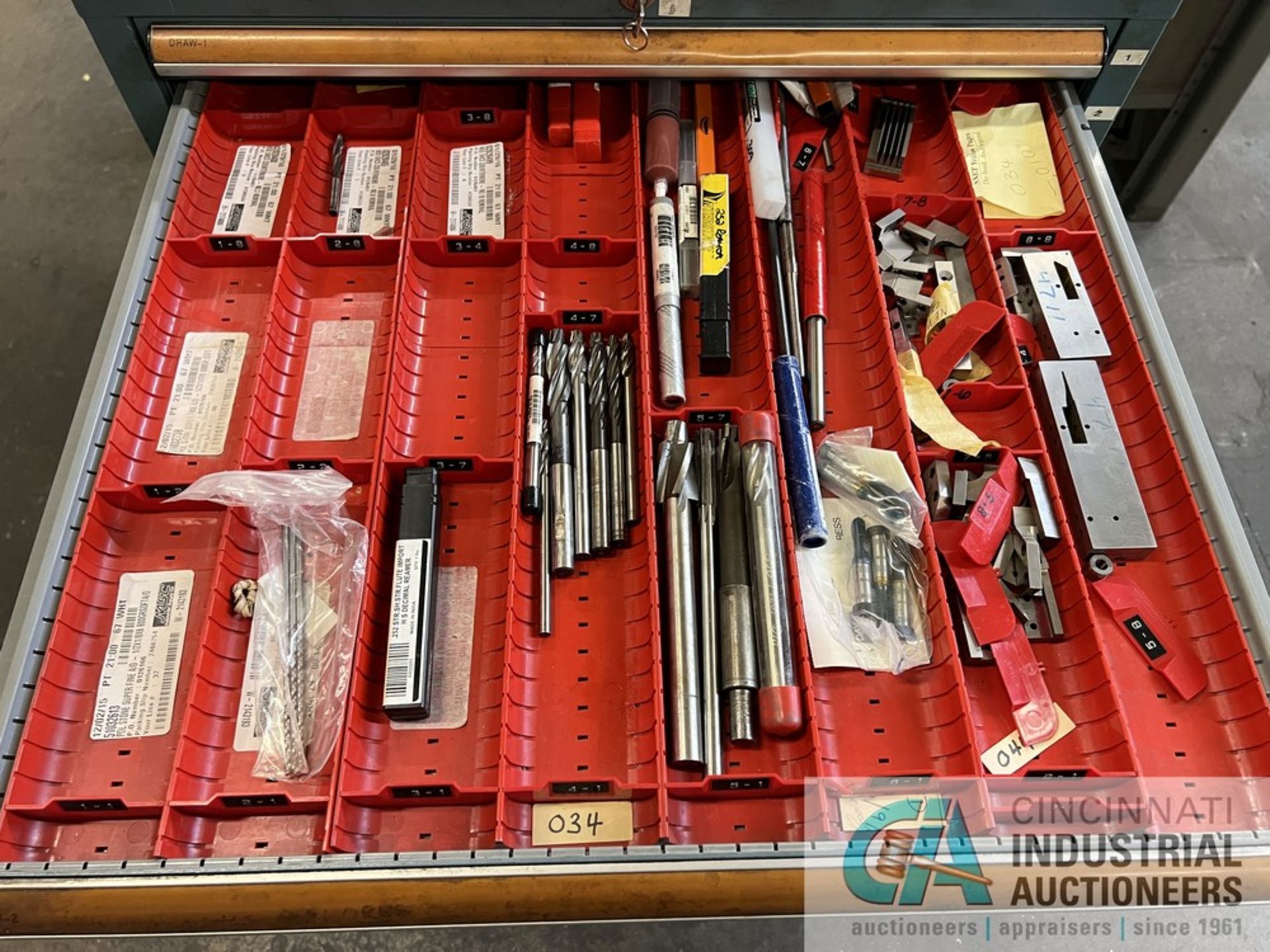 12-DRAWER VISTA ROLLER BEARING TOOL CABINET, (2) HUOT STORAGE CABINETS WITH ALL CONTENTS - Image 10 of 20