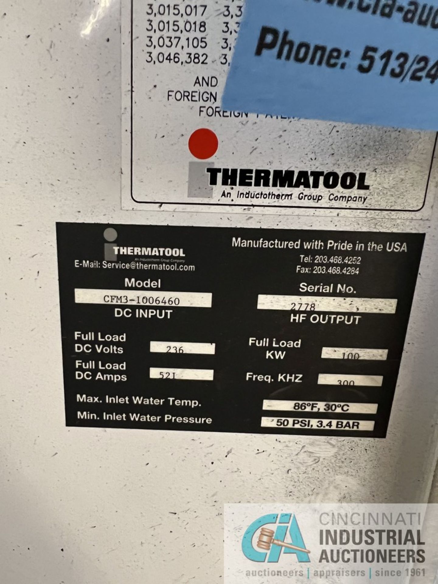 100 KW THERMATOOL RADYNE MODEL CFM3-1006460 INDUCTION HEATER; S/N 2778, 2-STATION HEAT STATION AND - Image 4 of 11