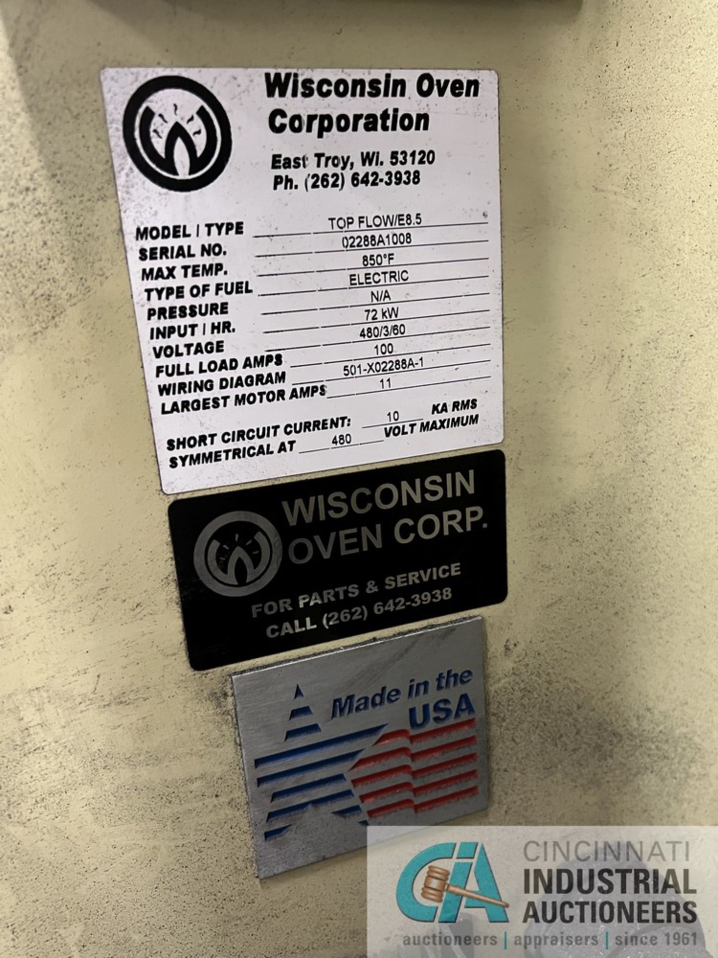 WISCONSIN OVEN CORP MODEL TOP FLOW / E8.5 ELECTRIC CONTINUOUS BELT ELECTRIC OVEN; S/N 02288A1008, - Image 3 of 7