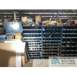 (3) SECTIONS OF STACKABLE BINS, HOSE CLAMPS, PLASTIC AND IRON PLUMBING INVENTORY