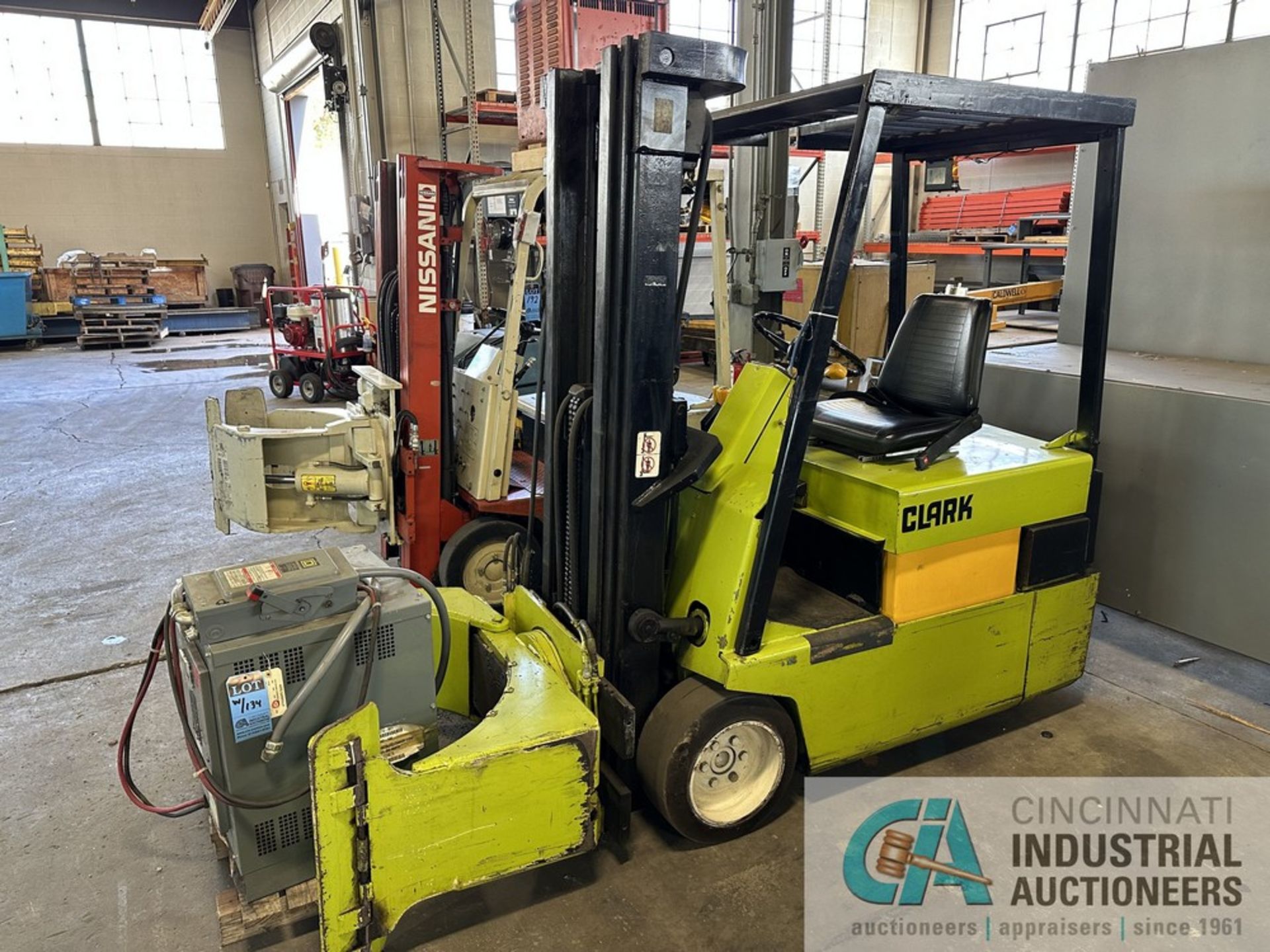****CLARK MODEL TM20 3-WHEEL SIT-DOWN ELECTRIC FORKLIFT; S/N 6625FA, 188" 3-STAGE MAST, 36 VOLT CHA - Image 12 of 12