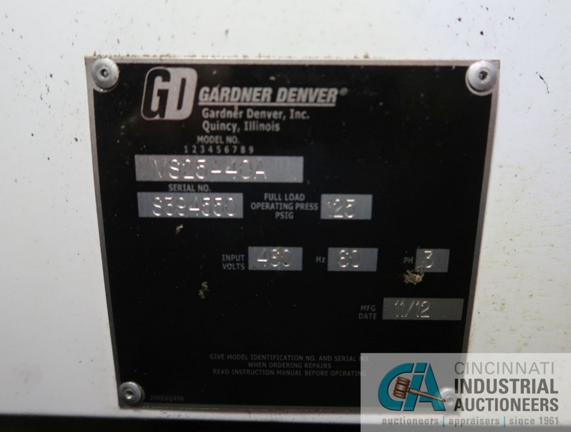 30 KW / 40 HP GARDNER DENVER MODEL VS25-40A VARIABLE SPEED SINGLE STAGE STATIONARY BASE- - Image 13 of 14