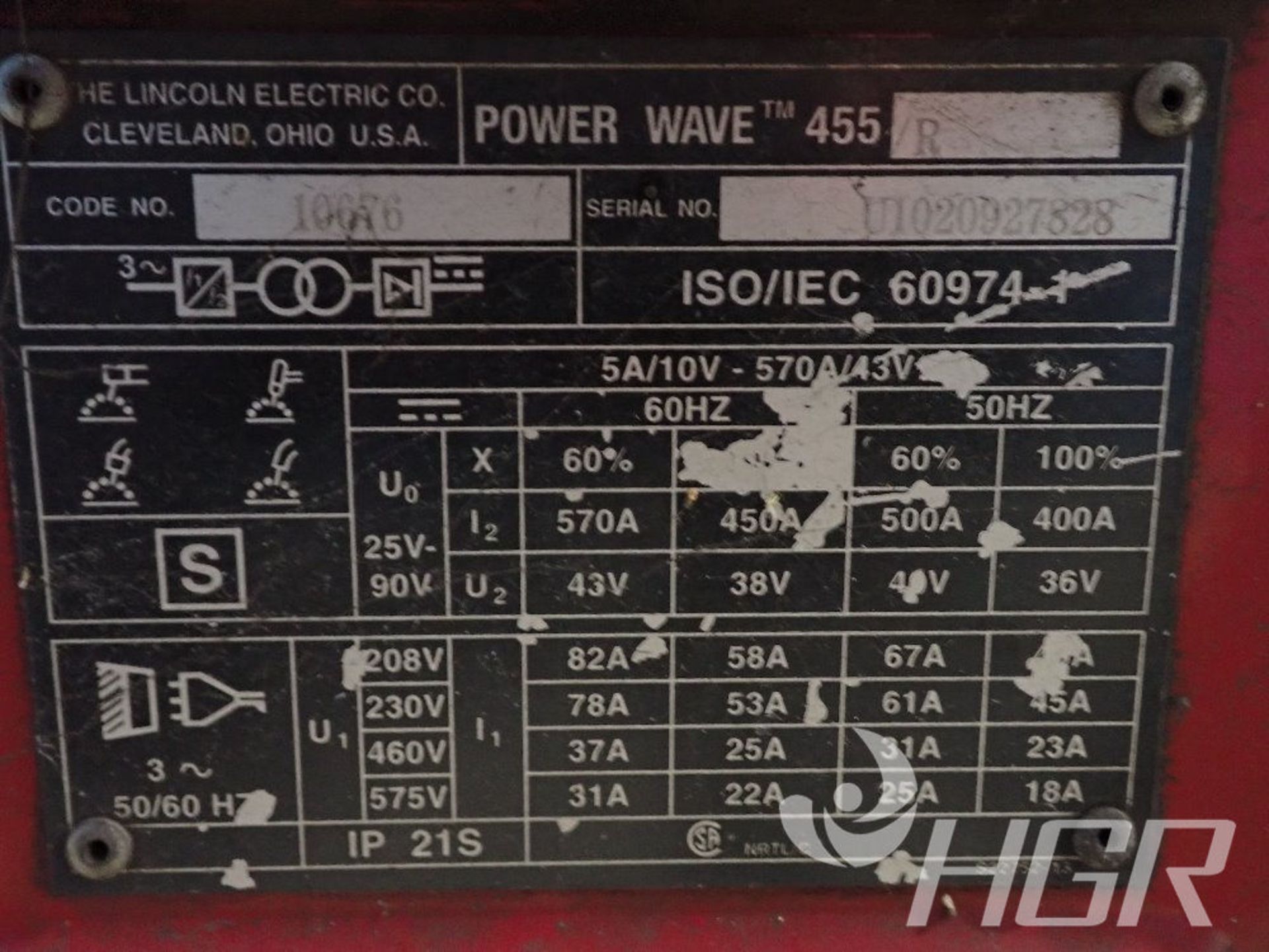 LINCOLN WELDER, Model POWER WAVE 455, Date: n/a; s/n U1020927828, Approx. Capacity: n/a, Power: 3/ - Image 15 of 17