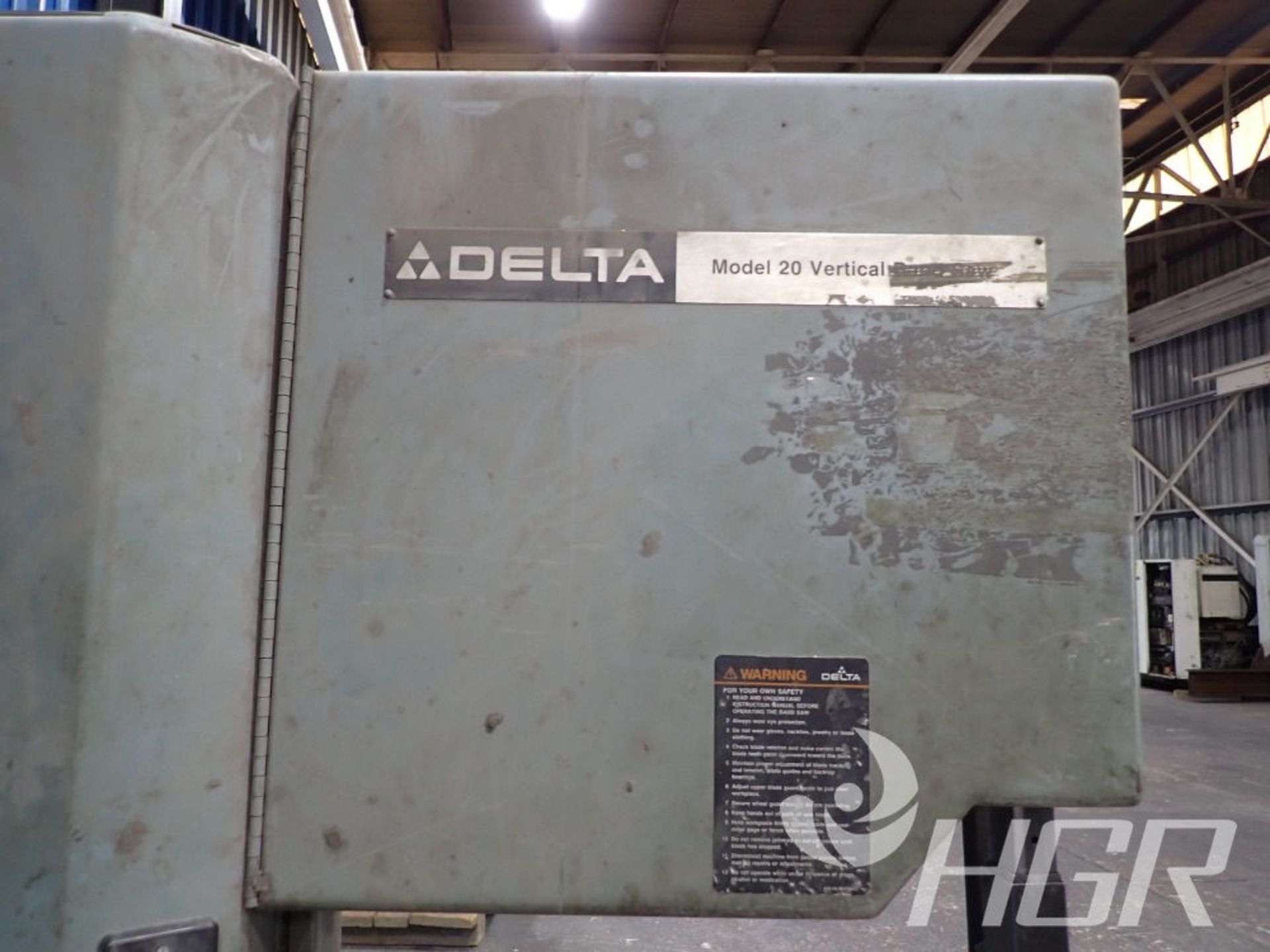 DELTA VERTICAL BAND SAW , Model 28-654, Date: n/a; s/n 88FA2262, Approx. Capacity: 20X8, Power: 3/ - Image 4 of 8