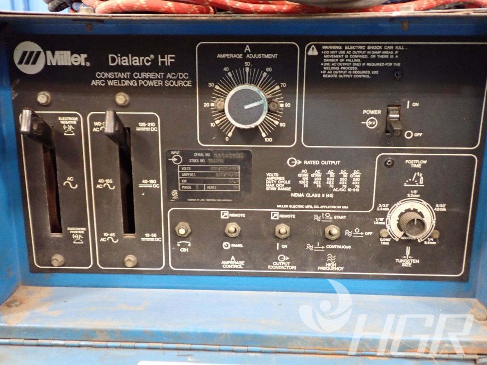 MILLER WELDER, Model DIALARC HF, Date: n/a; s/n KB141100, Approx. Capacity: 12.4KW, Power: 3/60/ - Image 3 of 12