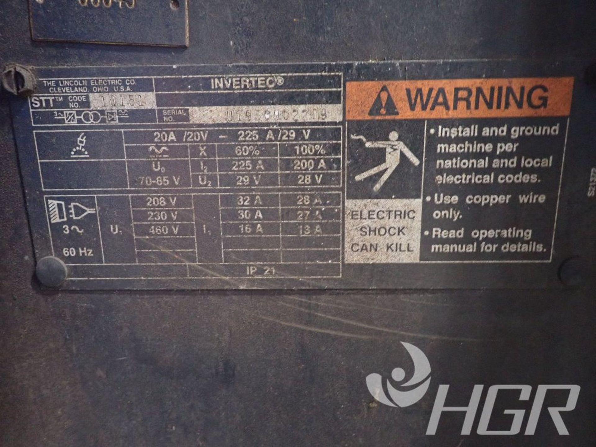 LINCOLN ELECTRIC WELDING MACHINE, Model INVERTEC STT, Date: n/a; s/n U1950902209, Approx. - Image 3 of 12