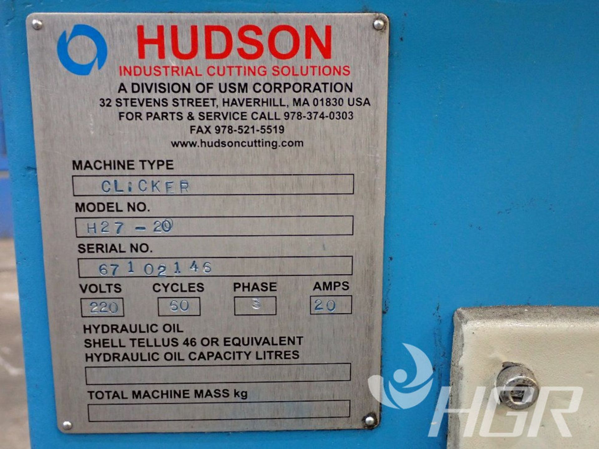 HUDSON CLICKER PRESS, Model H27-20, Date: n/a; s/n 67102146, Approx. Capacity: n/a, Power: 3/50/220, - Image 3 of 18