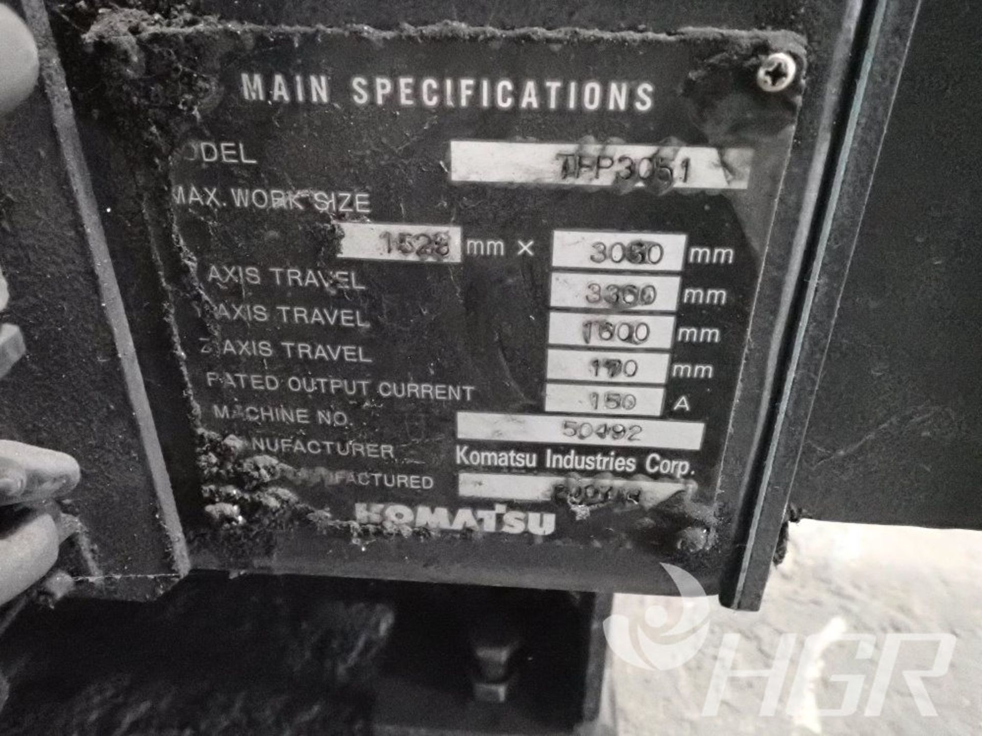 KOMATSU TWISTER PLASMA CUTTING SYSTEM, Model TFP3051, Date: 2006; s/n 50492, Approx. Capacity: 5'X - Image 5 of 8