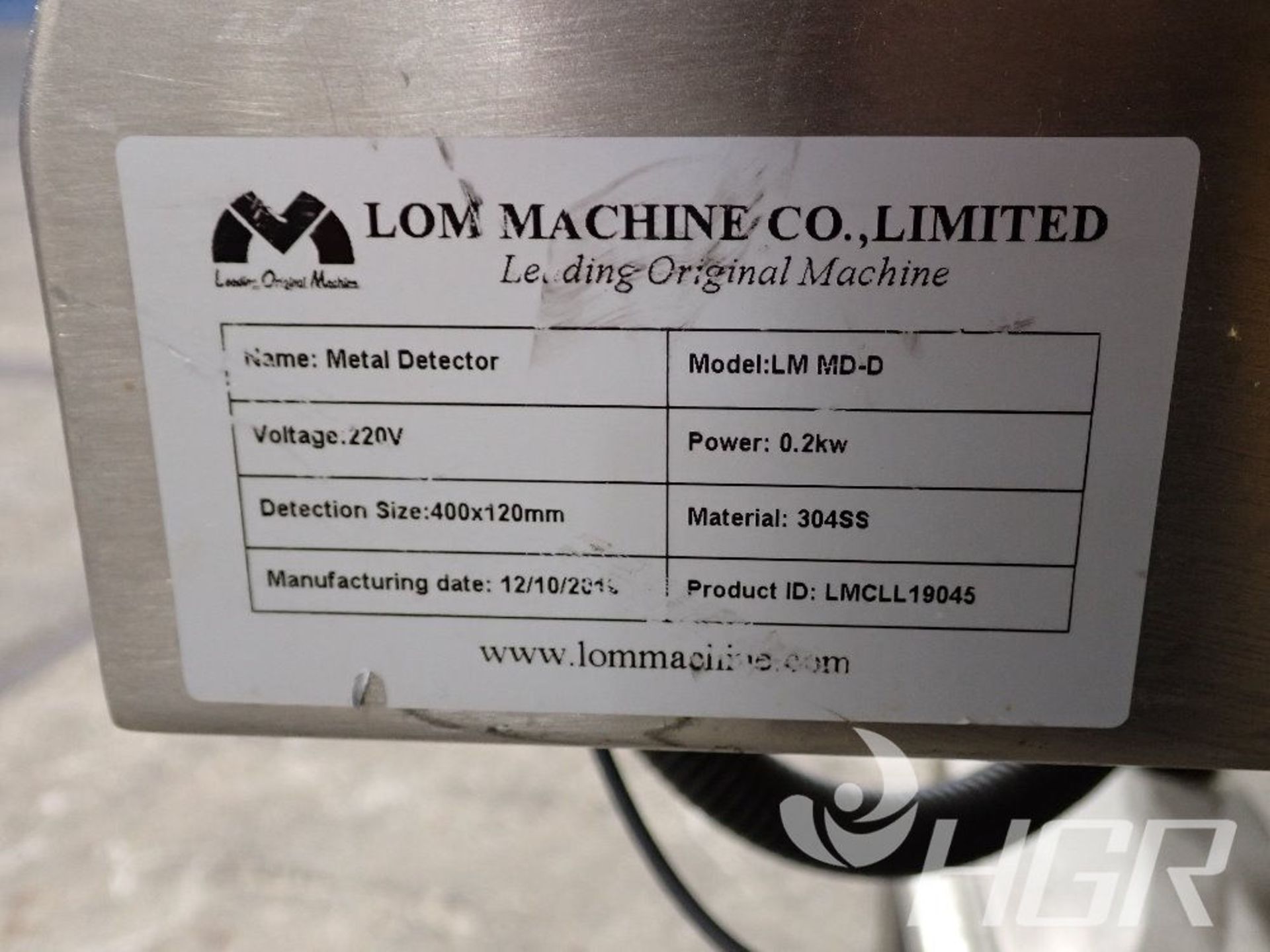 LOM MACHINE CO METAL DETECTOR, Model LMMD-D, Date: n/a; s/n LMCLL19045, Approx. Capacity: n/a, - Image 10 of 12