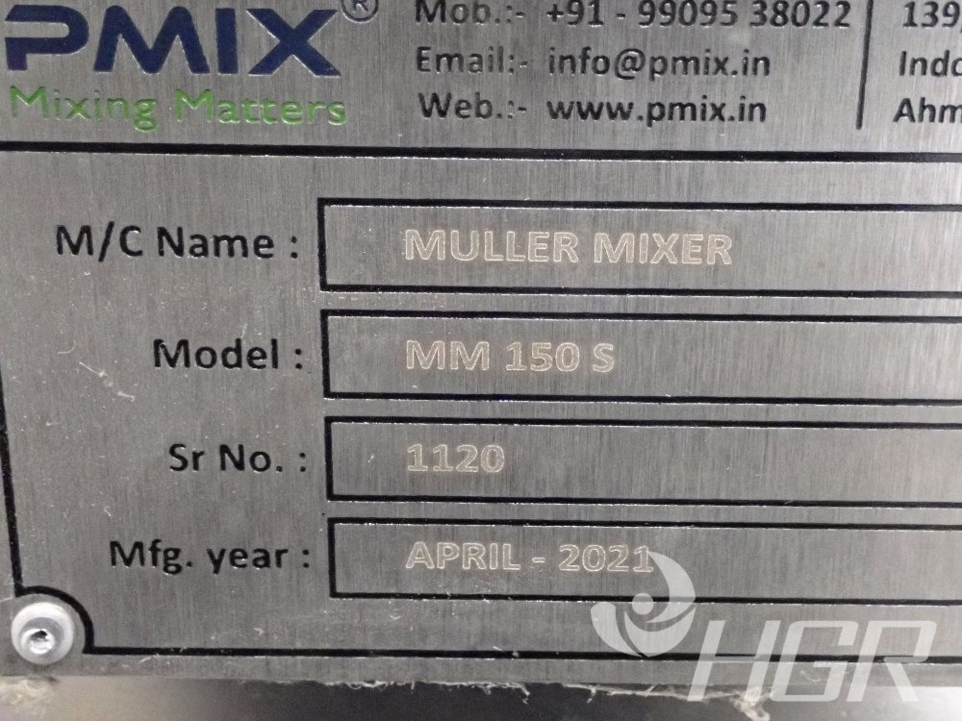 PLEDGE INTERNATIONAL MULLER MIXER, Model MM 150 S, Date: 2021; s/n 1120, Approx. Capacity: 60X60X19, - Image 4 of 18