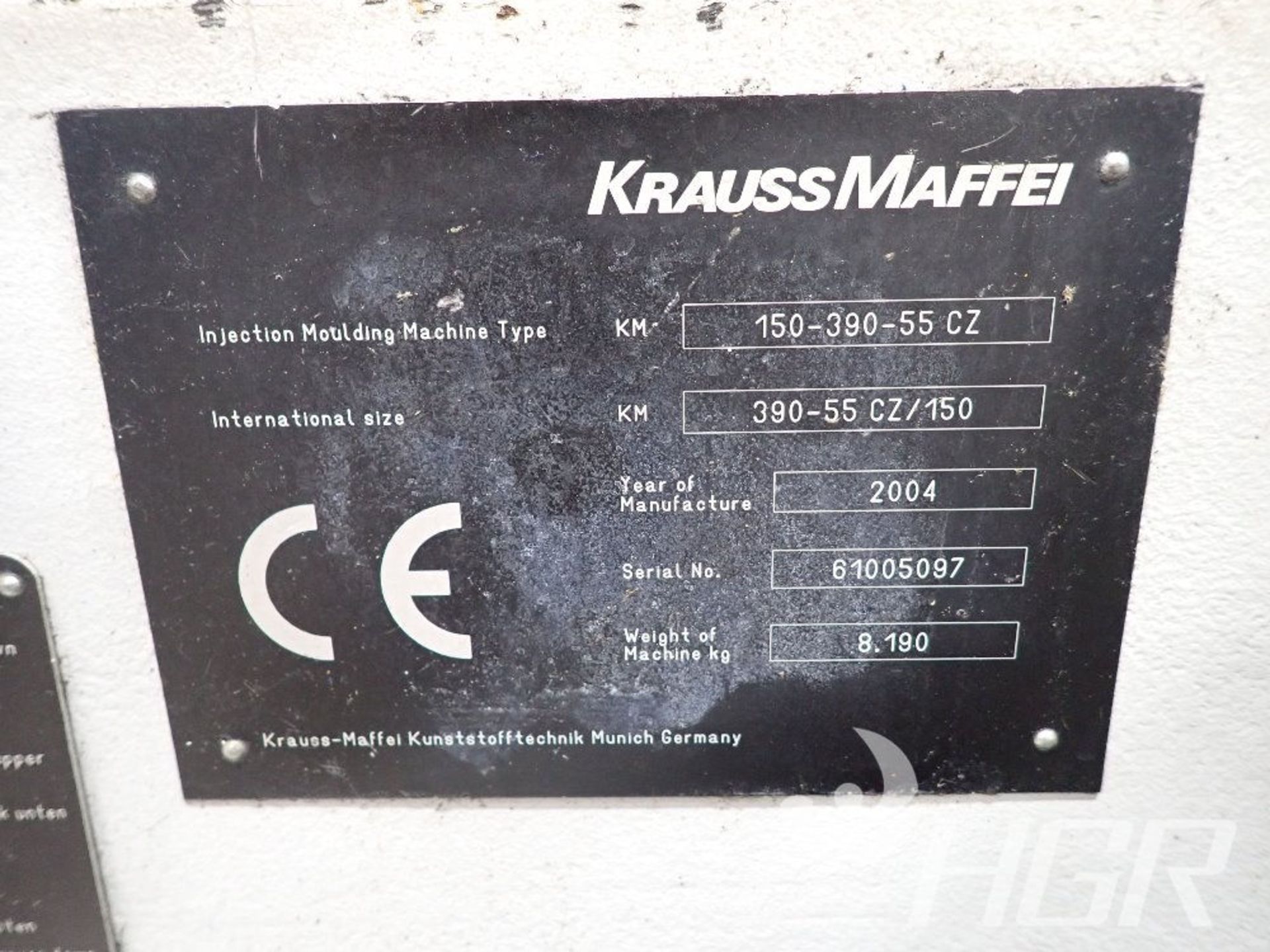 KRAUSS MAFFEI INJECTION MOLDING MACHINE, Model 150-390-55Z , Date: 2004; s/n 61005097, Approx. - Image 11 of 27