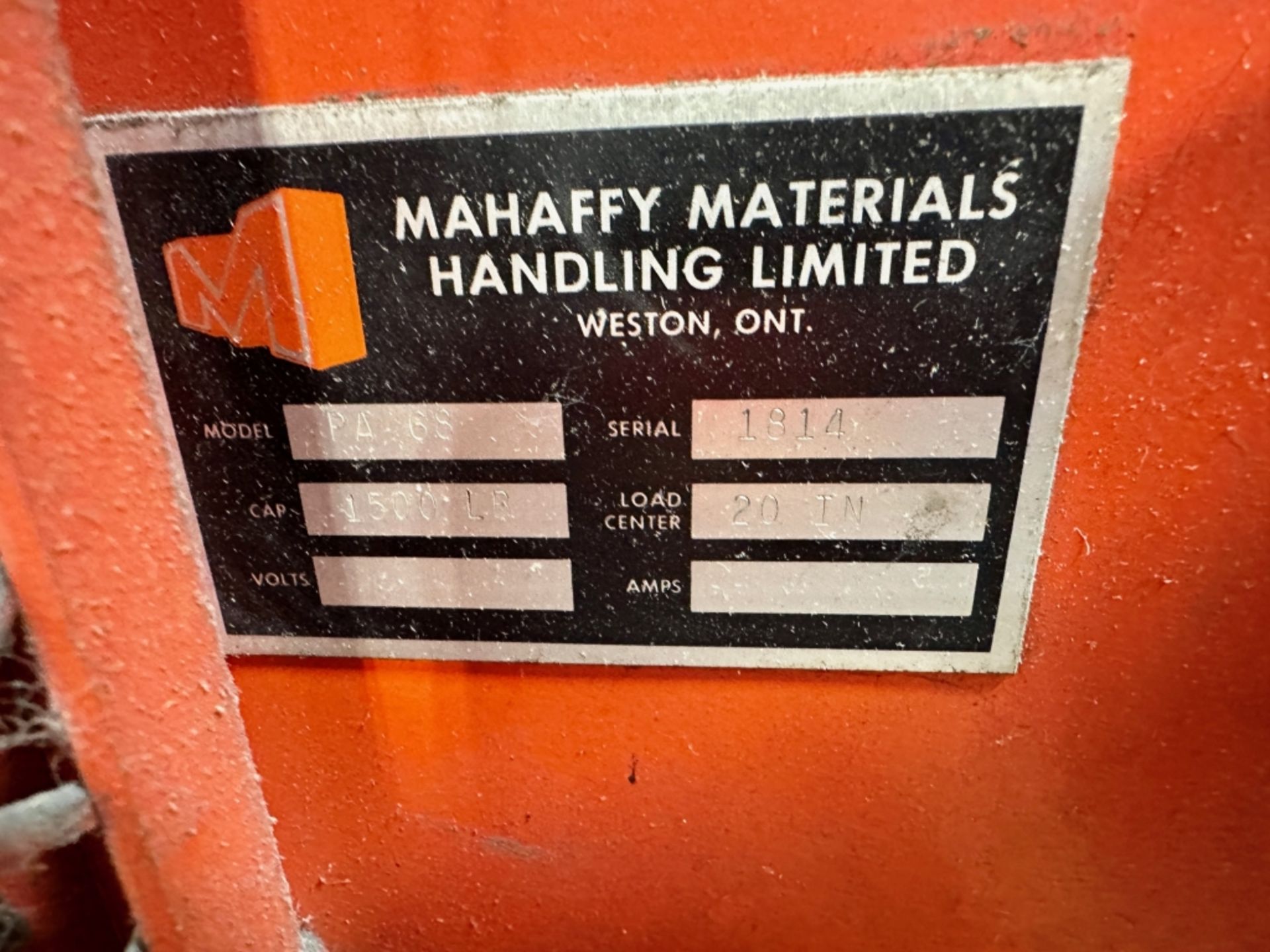 MAHAFFY/KLETON POWER STACKER MOD: PA68, CAP: 1500# * LOCATED IN ST-LAURENT QC * - Image 2 of 2