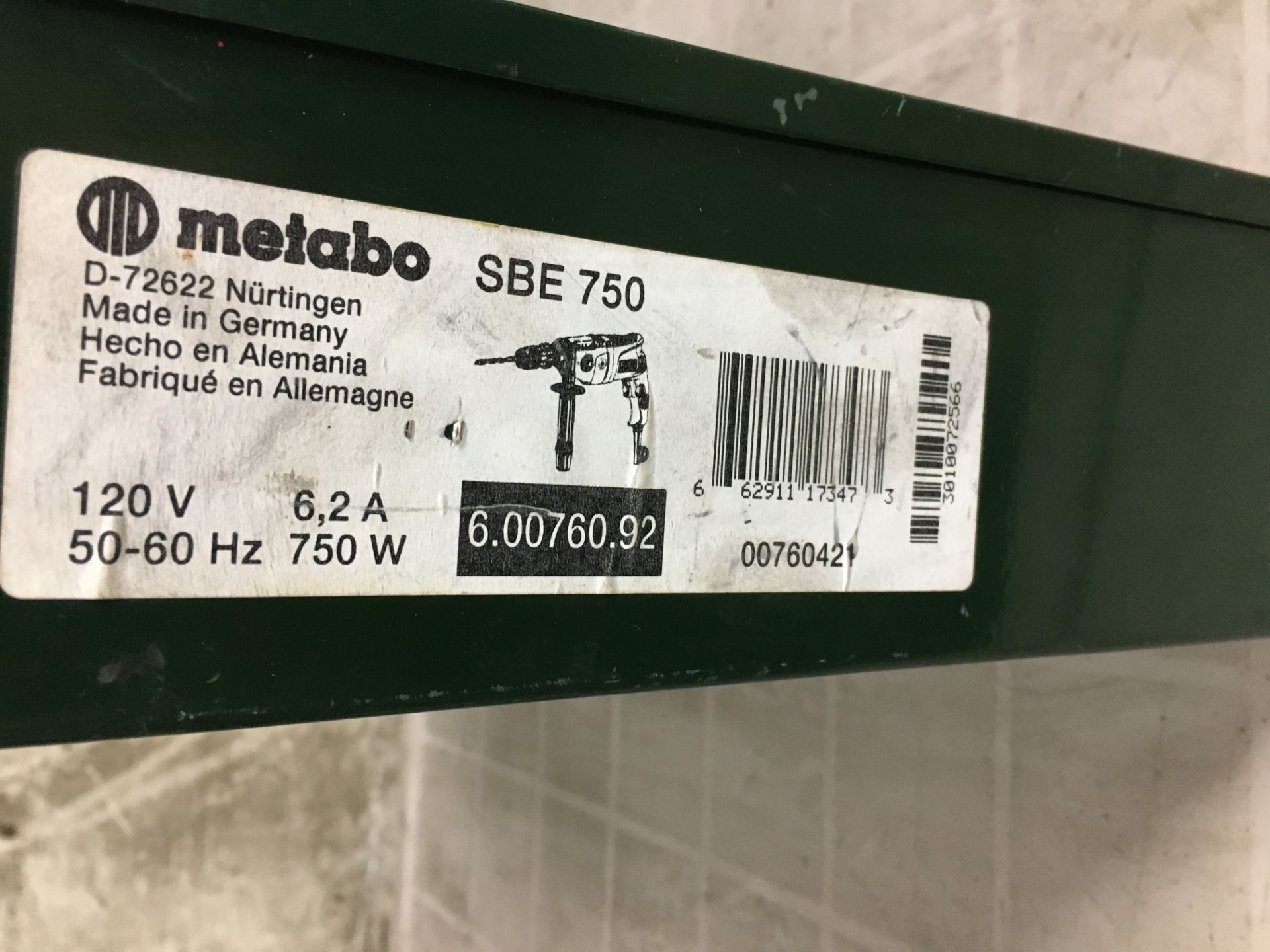 Metabo SBE750 6.2 Amp 1/2-Inch Hammer Drill with Case - Image 2 of 3