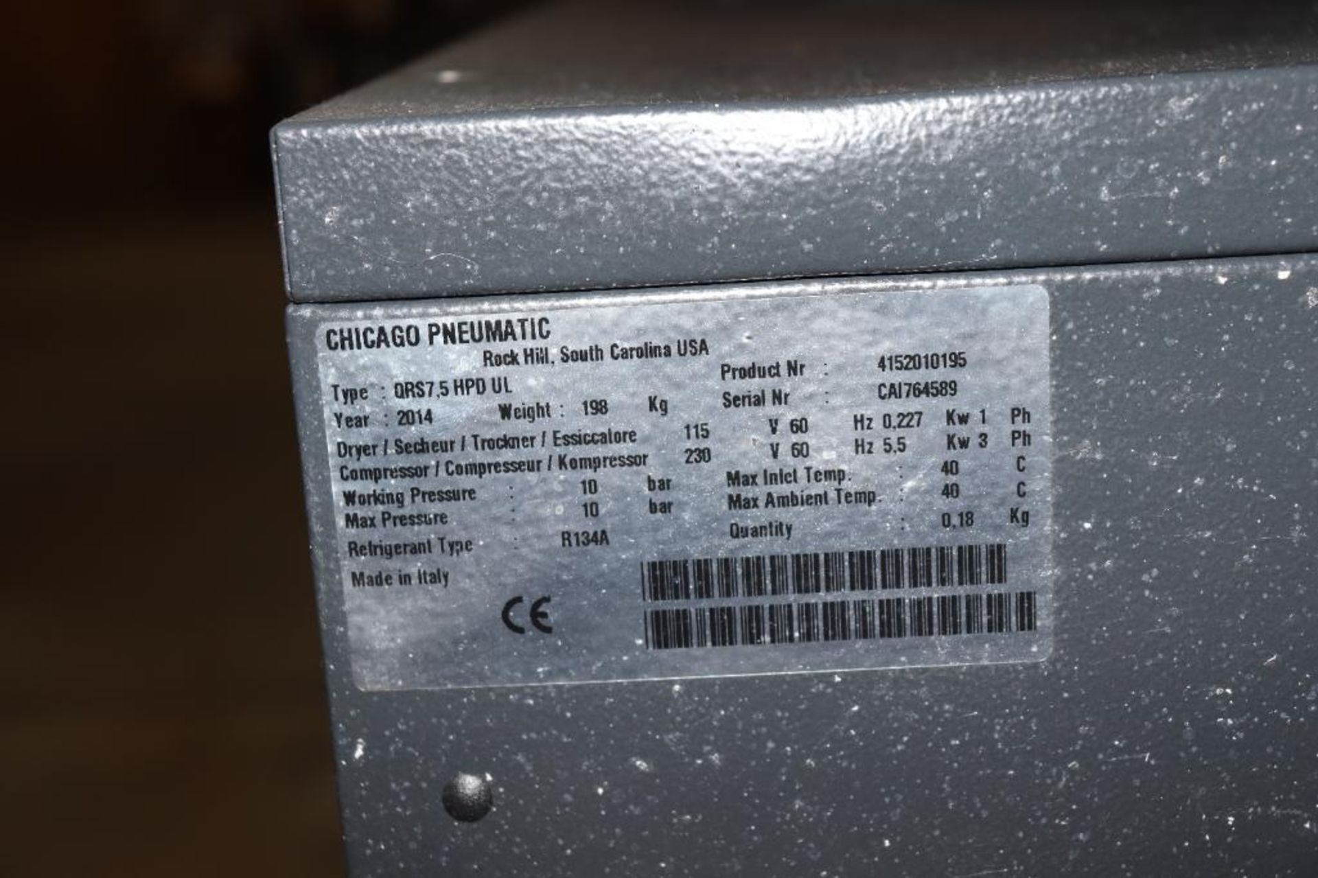Chicago Pneumatic QRS 7.5 rotary screw air compressor w/ dryer - Image 6 of 8
