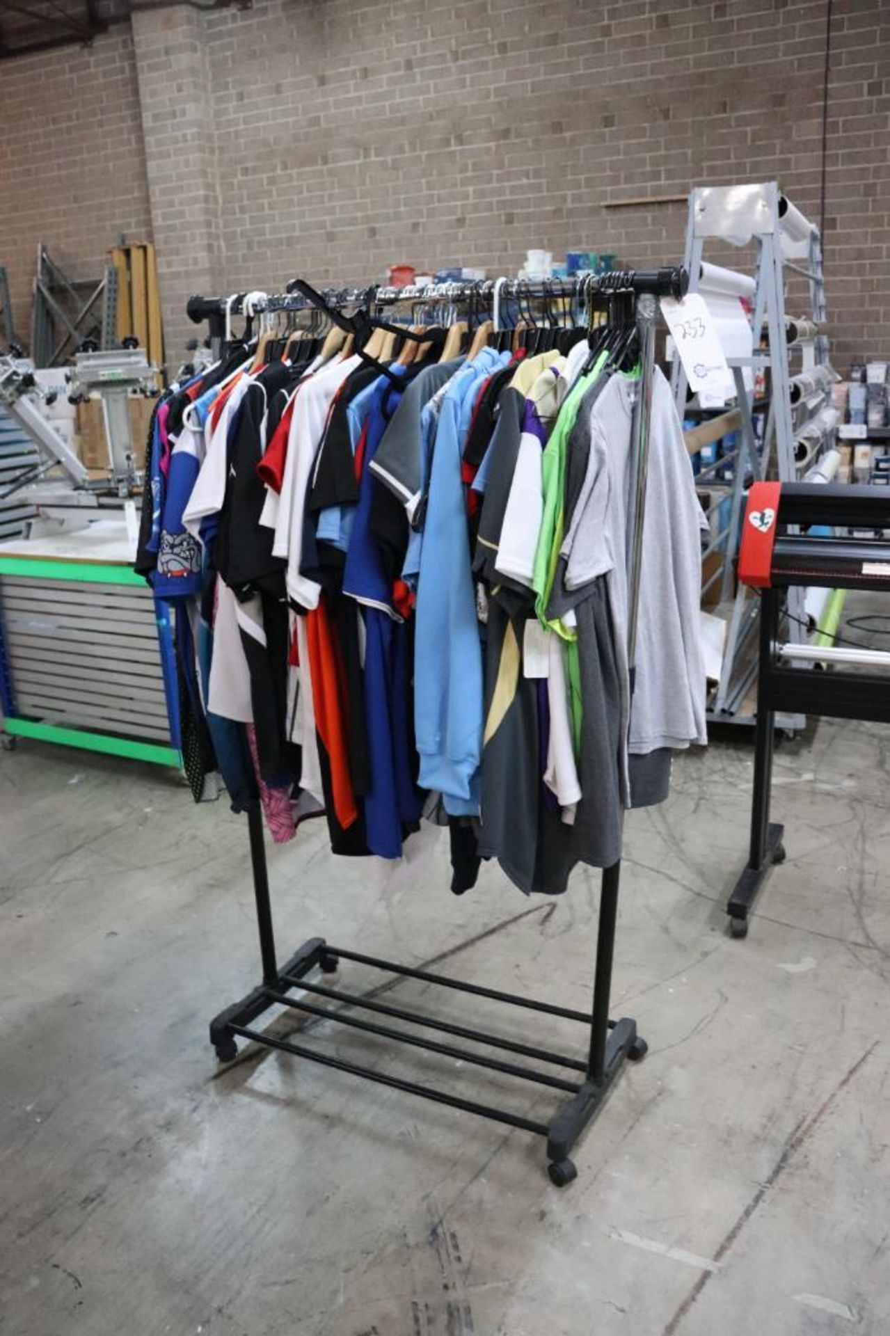 Clothing rack with shirts