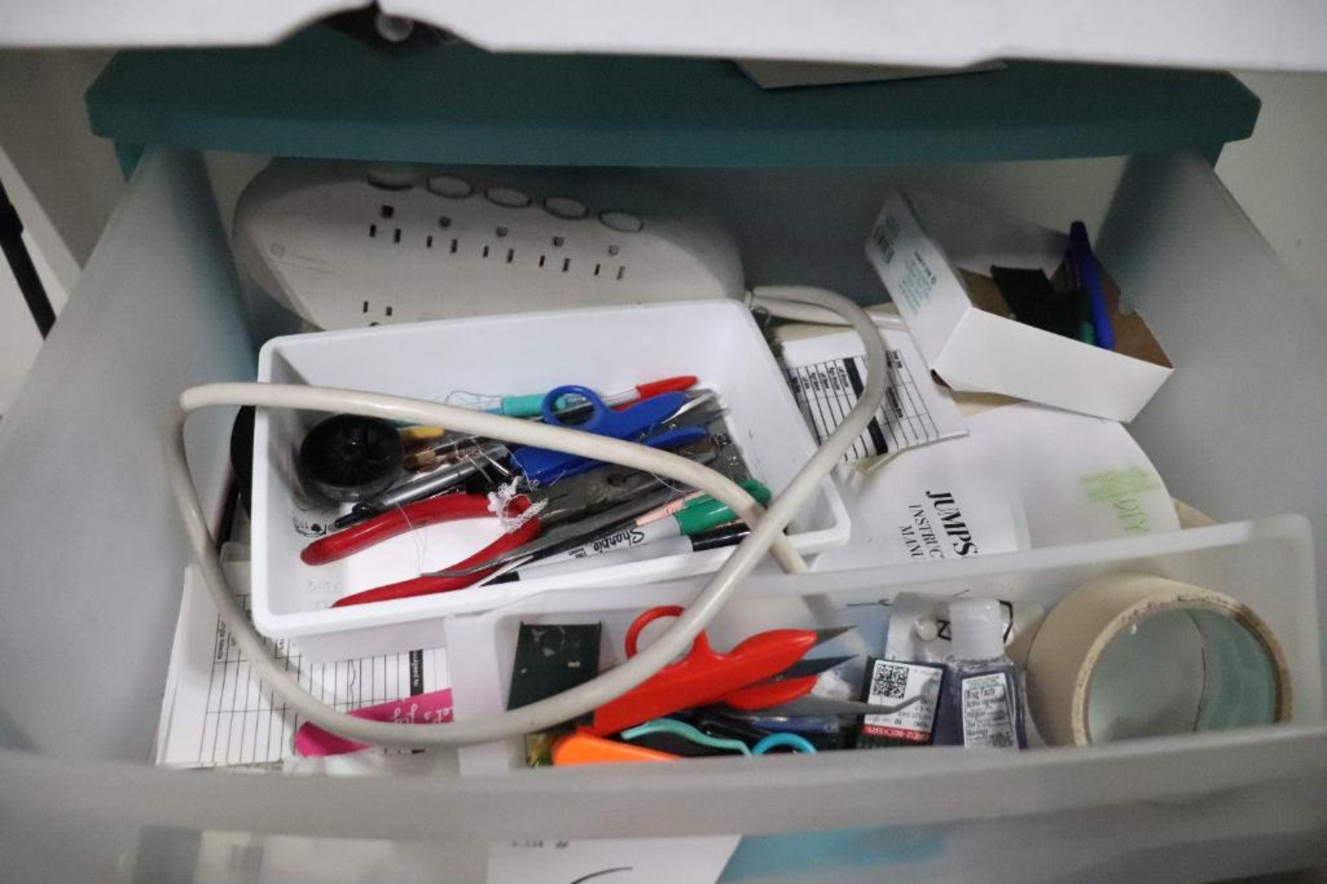 Folding table w/ plastic dresser - Image 5 of 5