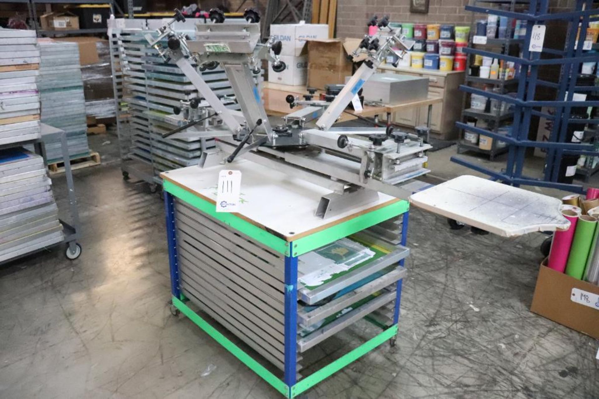 Rotary frame manual screen printing press