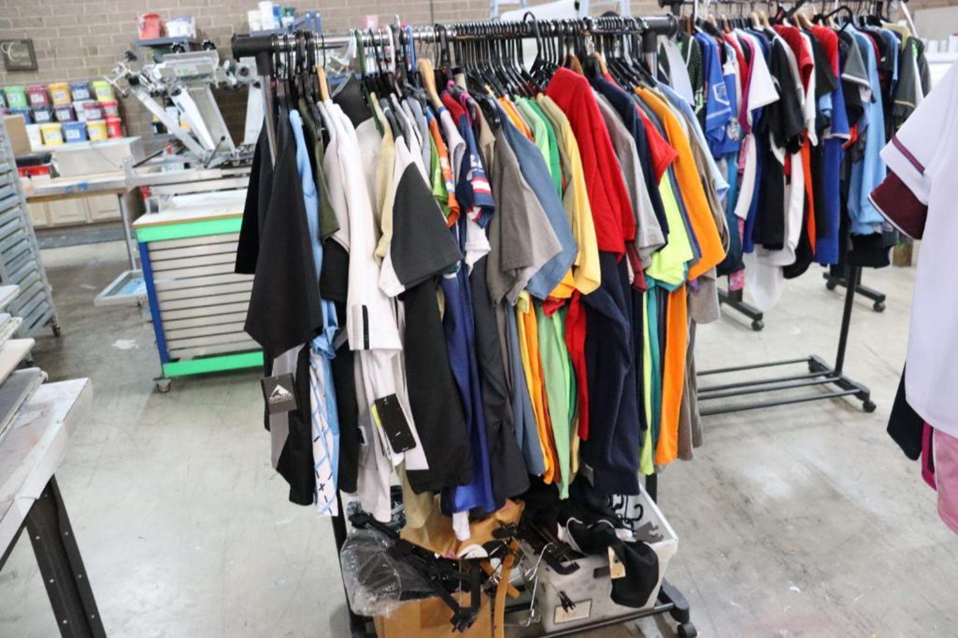 Clothing rack with shirts