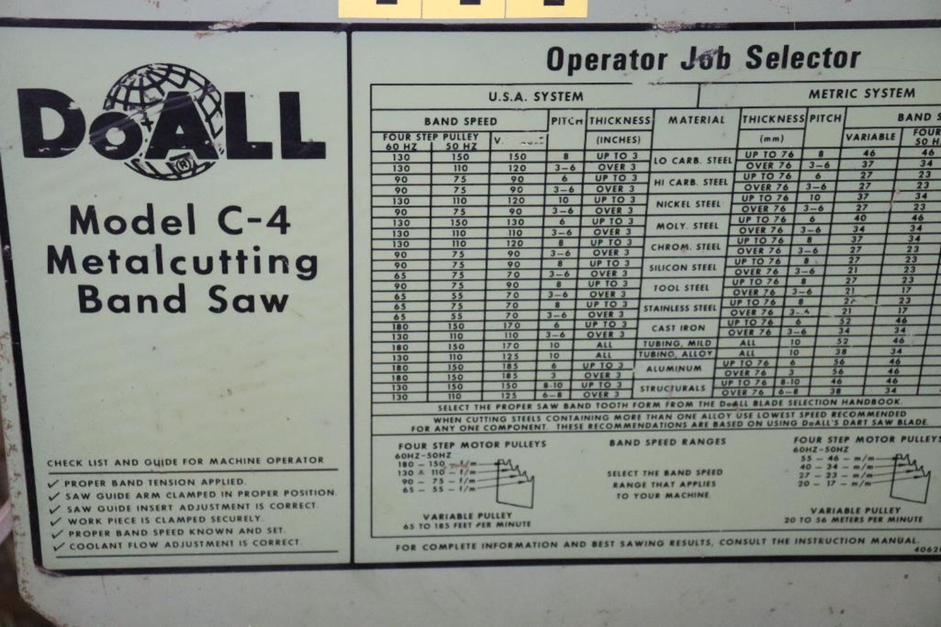 DoAll C-4 12" x 9" horizontal band saw - Image 4 of 7