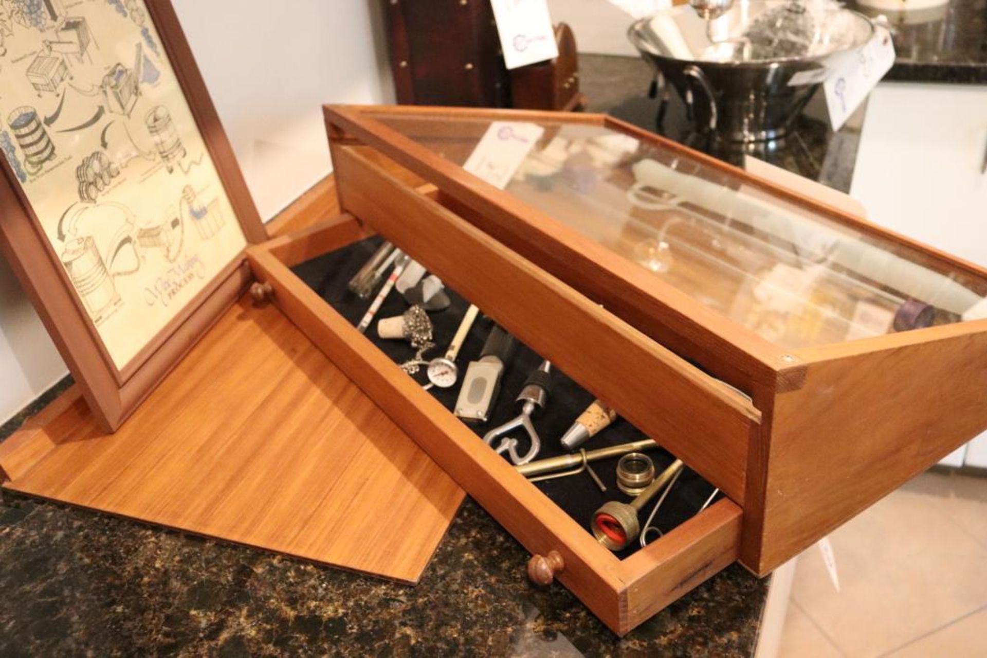 Display case w/ wine accessories - Image 3 of 5