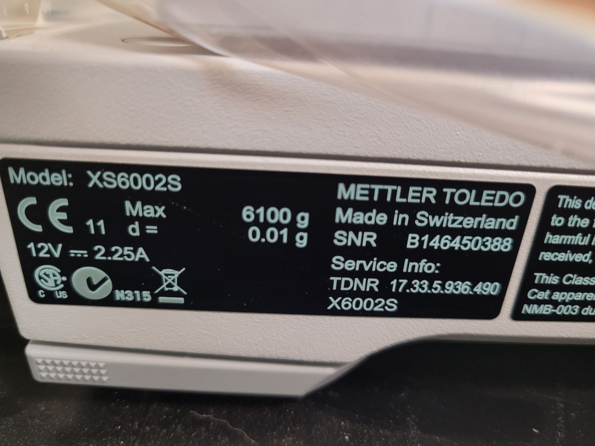 METTLER-TOLEDO mod. XS6002S Smartpan precision balance, 6100g cap., 0.01g, ser. B146450388 - Image 5 of 6