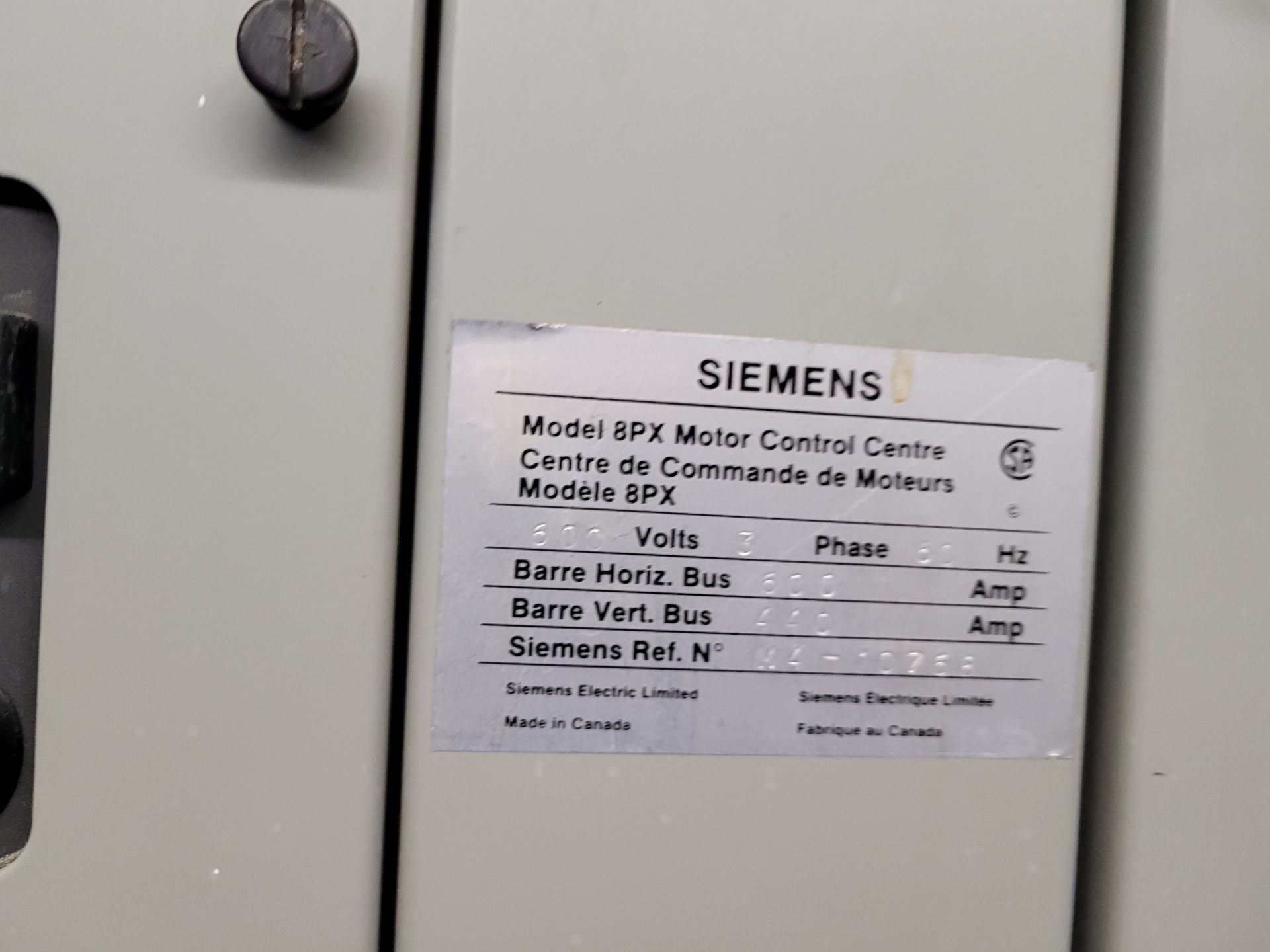 SIEMENS Model 8PX Motor Control Center 600V 3 Ph 60Hz ref. M4-10768 - Image 13 of 19