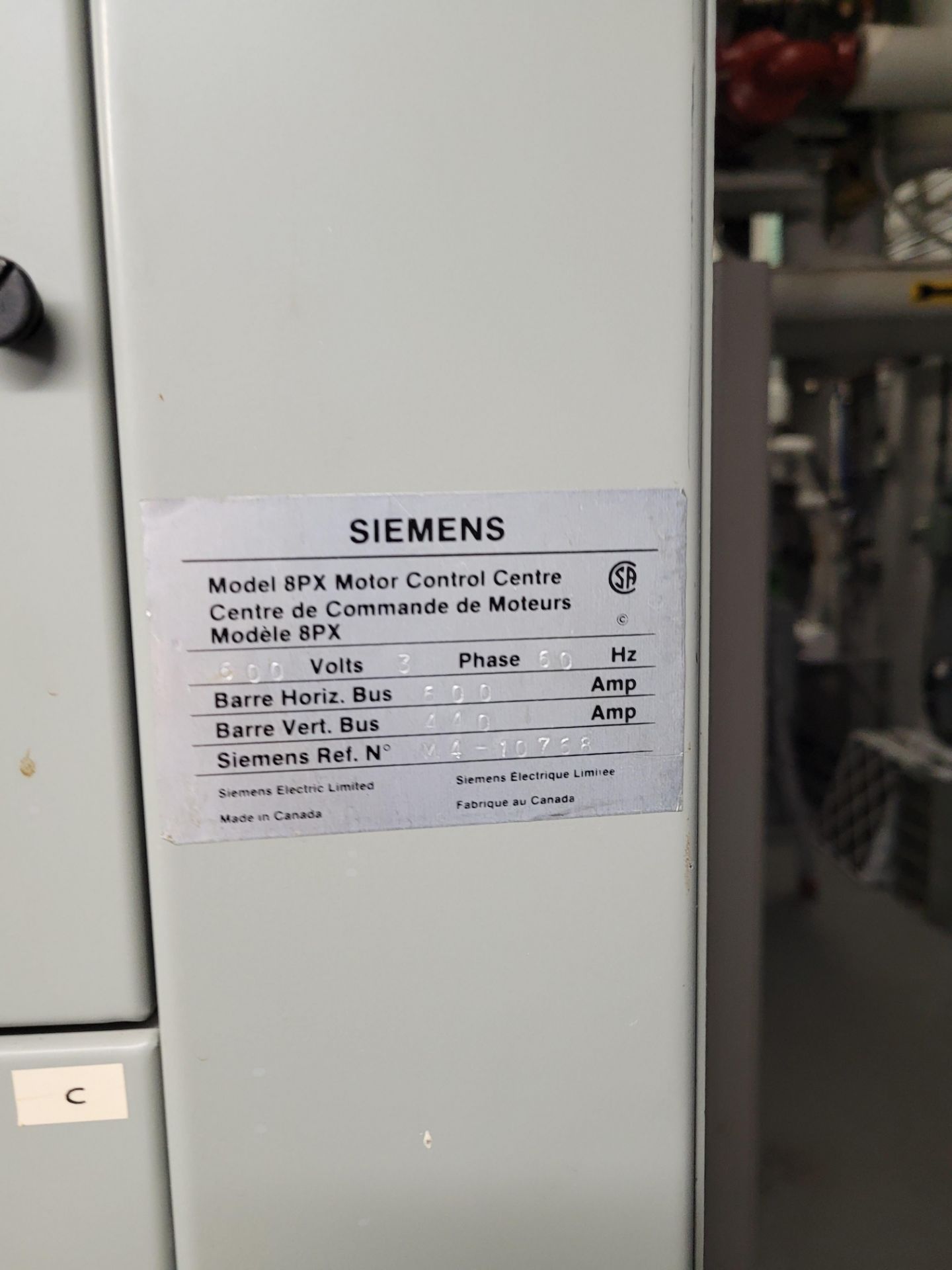 SIEMENS Model 8PX Motor Control Center 600V 3 Ph 60Hz ref. M4-10768 - Image 15 of 19