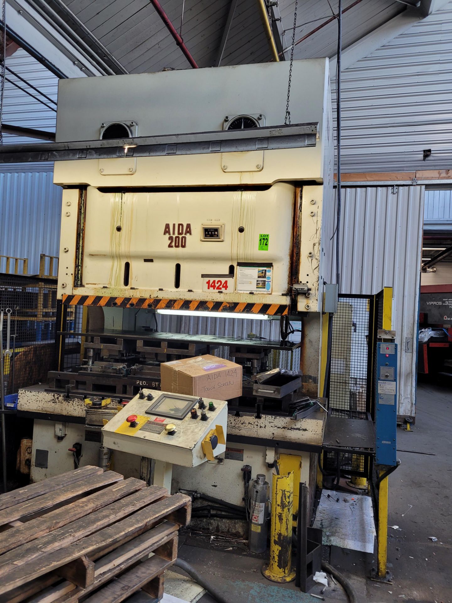 AIDA 220 Ton Gap Frame Punch Press, Mech, mod. NC2-200(2), ser. B0520-0009, 95" x 33" Bed w/ PANELMA