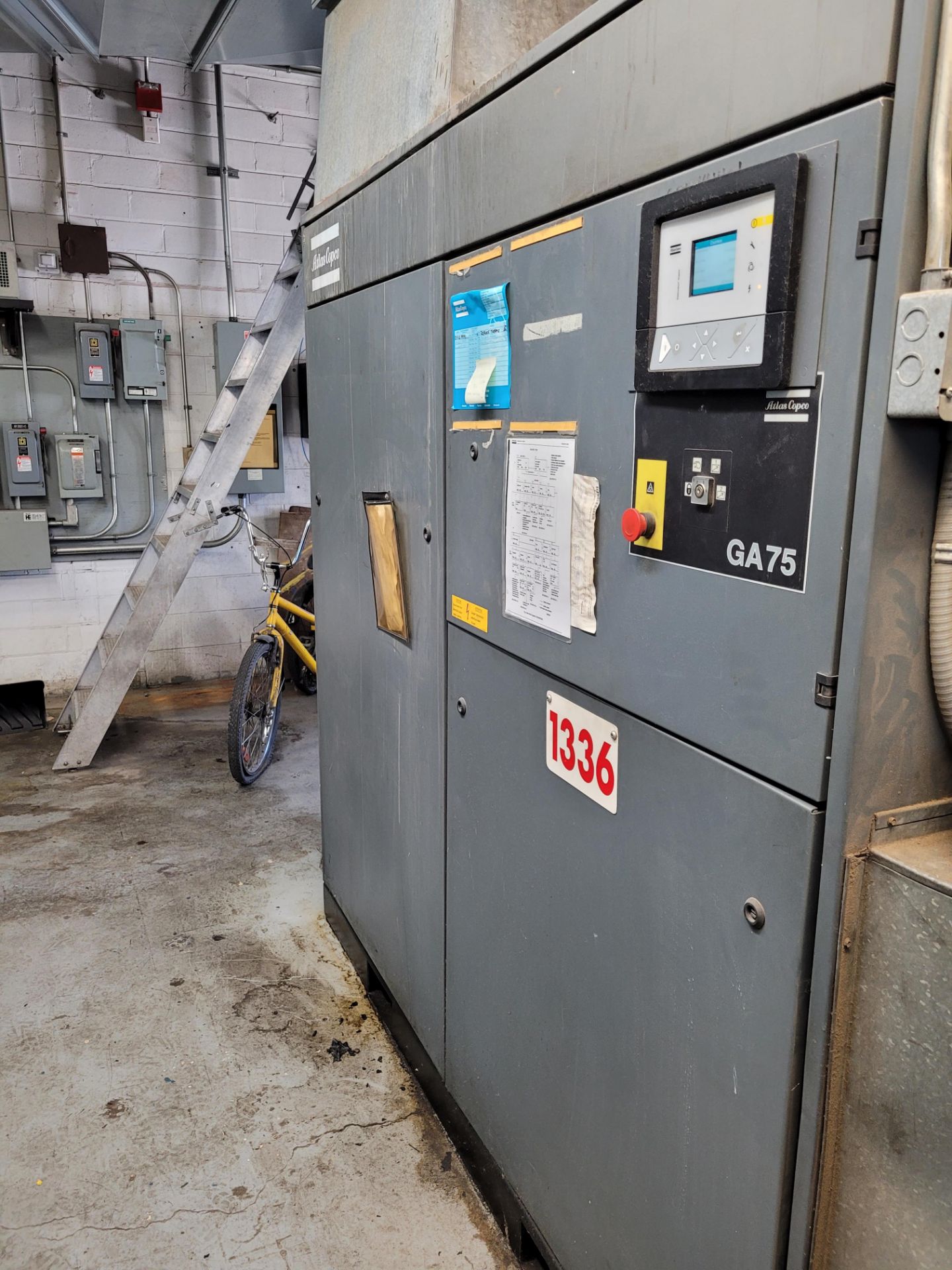 100 HP ATLAS COPCO mod. GA75 Rotary Screw Air Compressor, 83ooo hrs, ser. 461421 - Image 3 of 9