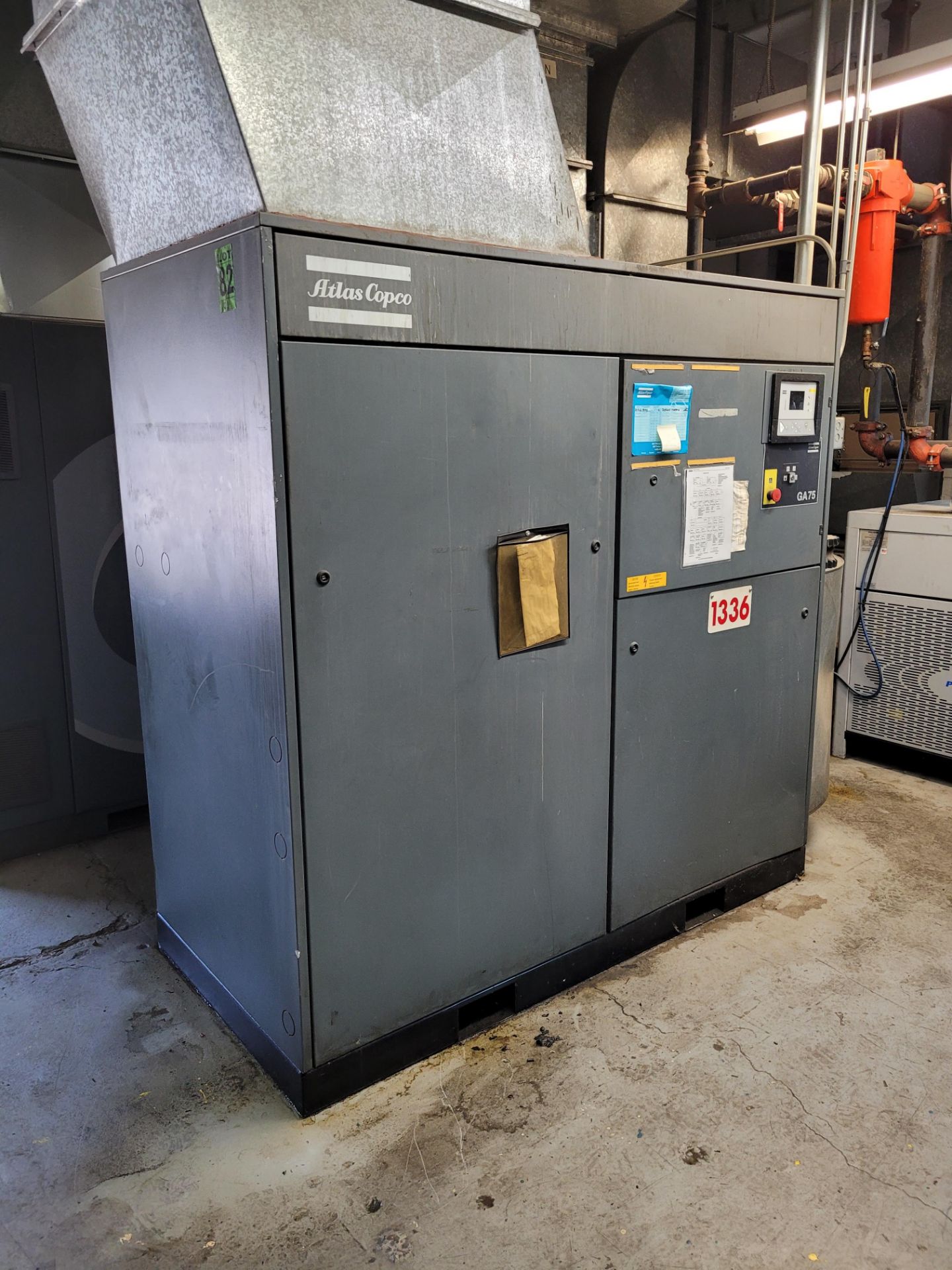 100 HP ATLAS COPCO mod. GA75 Rotary Screw Air Compressor, 83ooo hrs, ser. 461421 - Image 2 of 9