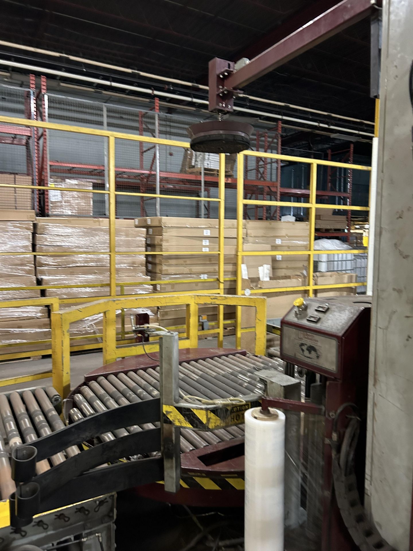 LIBERTY 1000A Stretch Wrap Machine w/ motorized roller conveyor turntable, infeed/outfeed conveyors, - Image 8 of 12