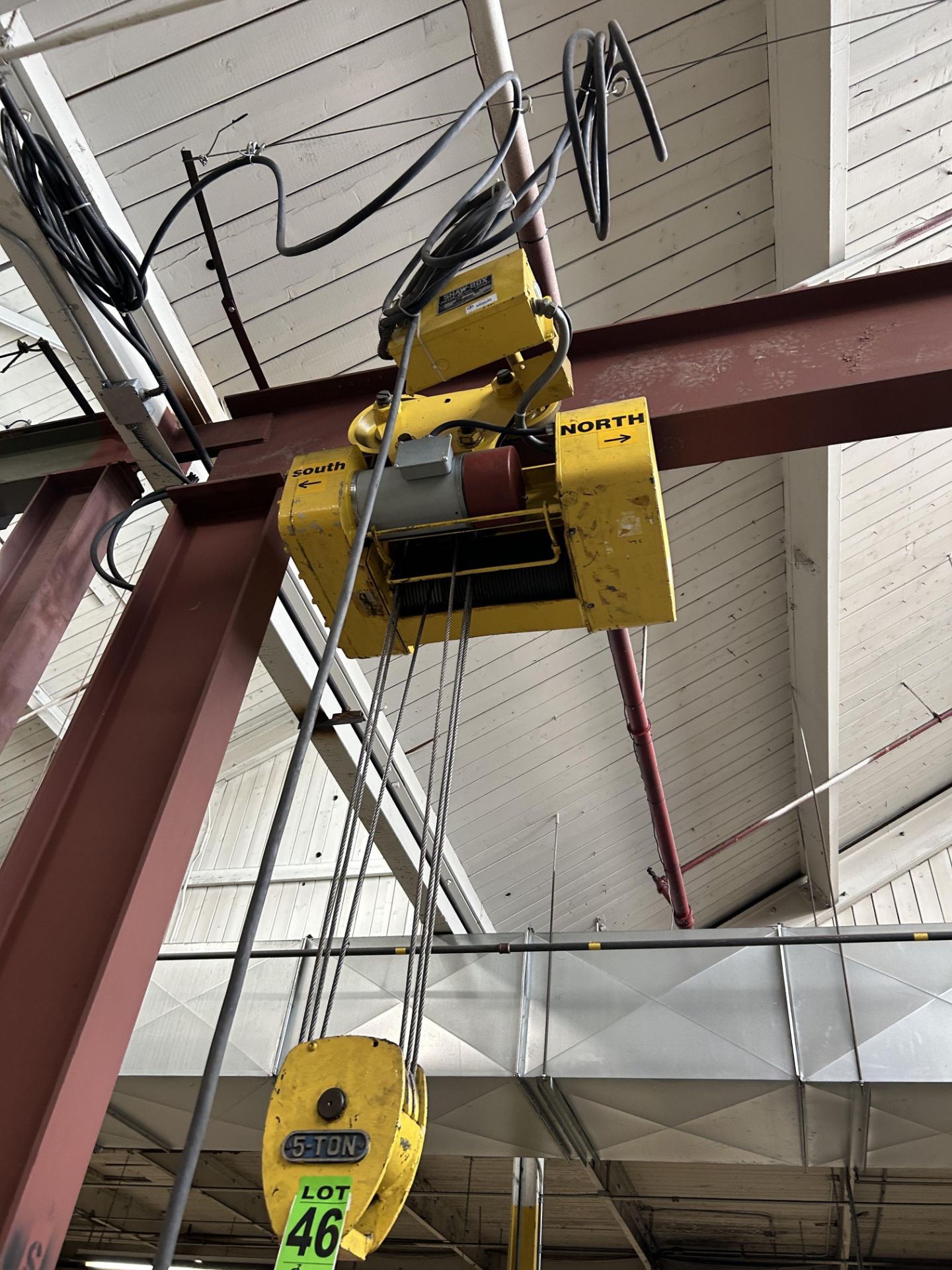 5 Ton Monorail Crane System incl. SHAW-BOX 5-Ton cable hoist mod.3-11275-3, 75 fpm., ser. L3-60677, - Image 7 of 10